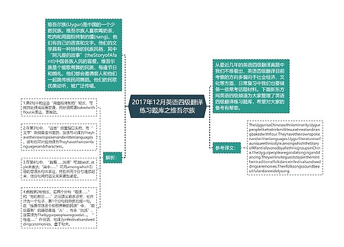 2017年12月英语四级翻译练习题库之维吾尔族