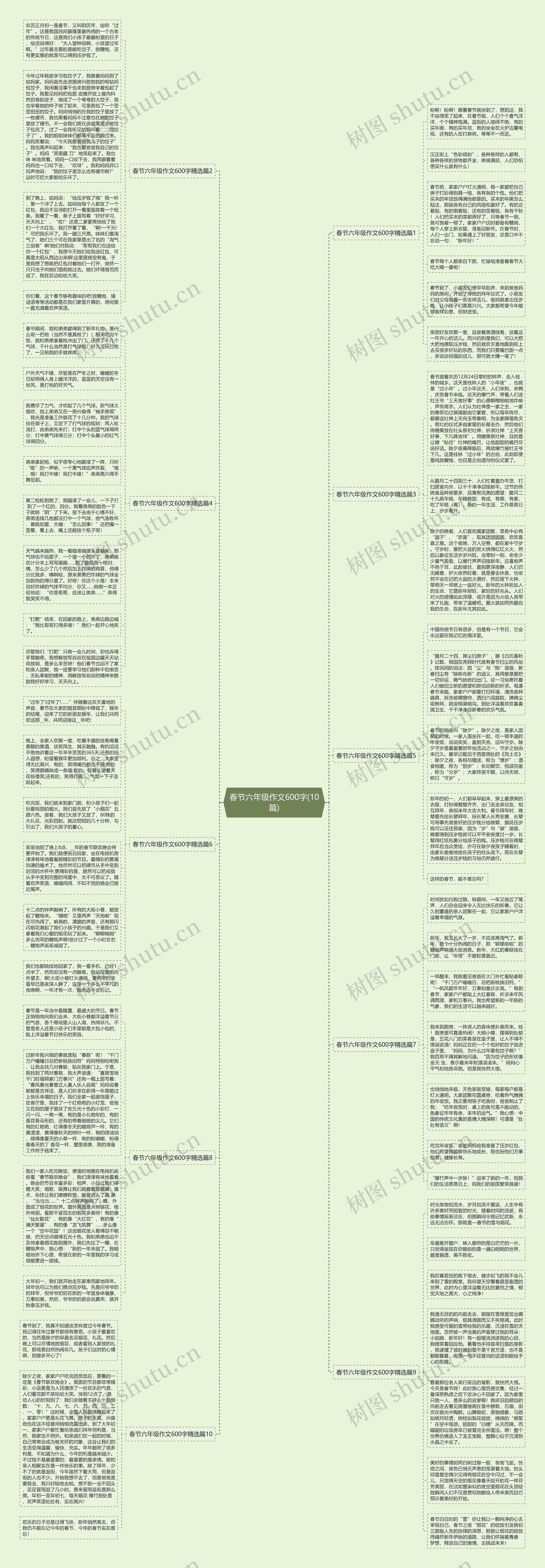 春节六年级作文600字(10篇)思维导图