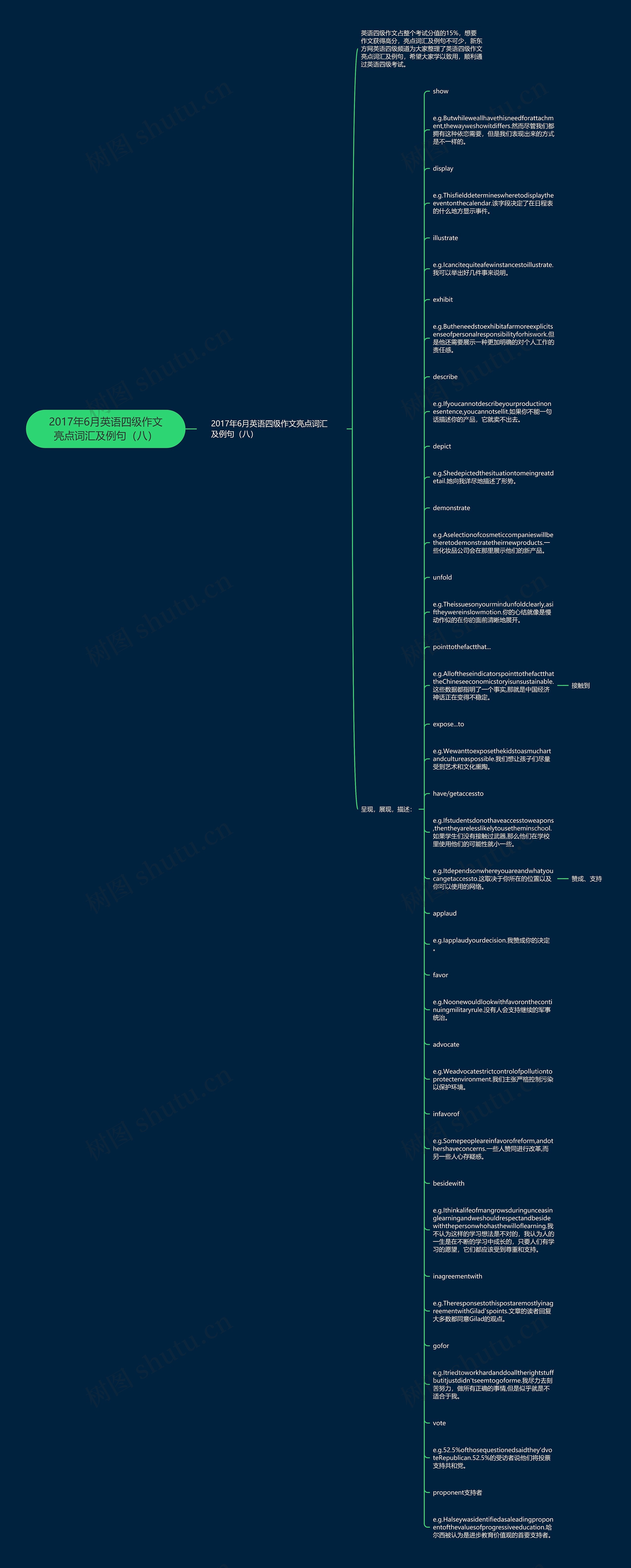 2017年6月英语四级作文亮点词汇及例句（八）思维导图