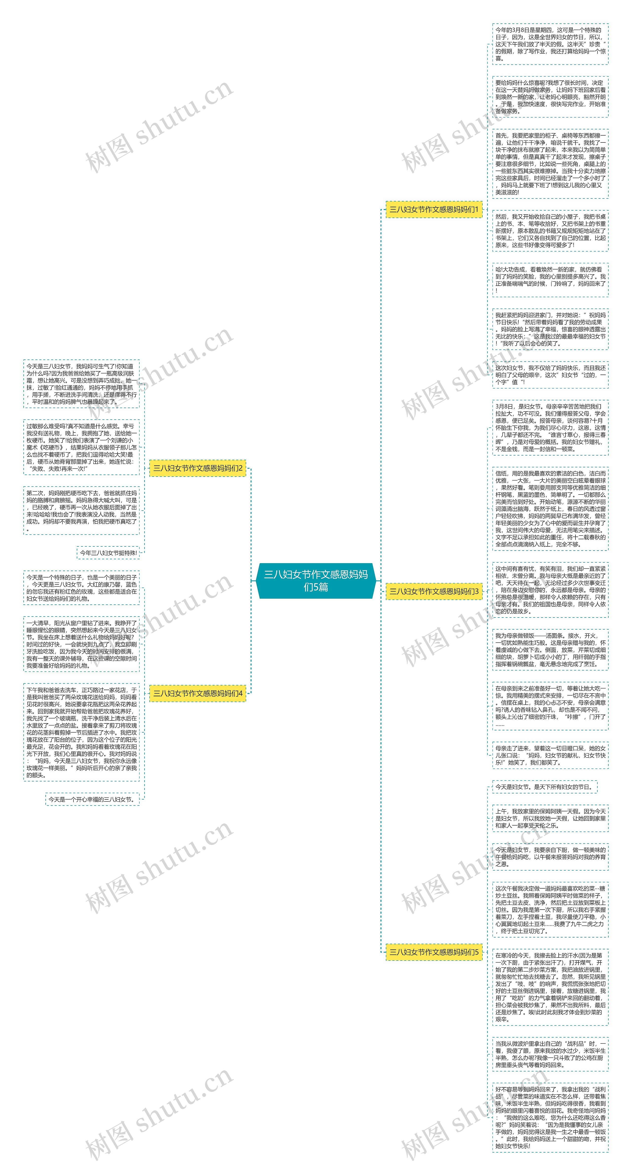 三八妇女节作文感恩妈妈们5篇思维导图