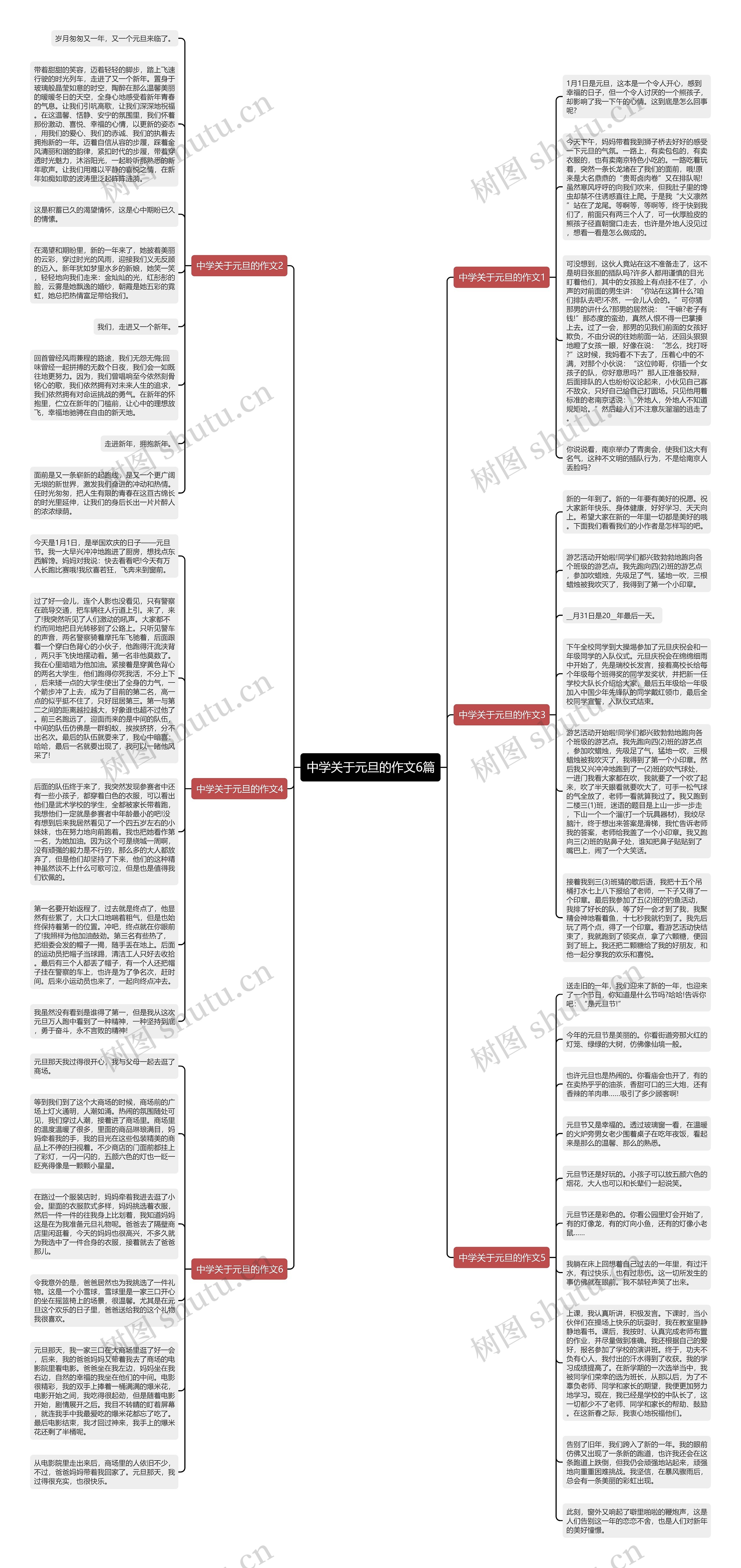 中学关于元旦的作文6篇思维导图