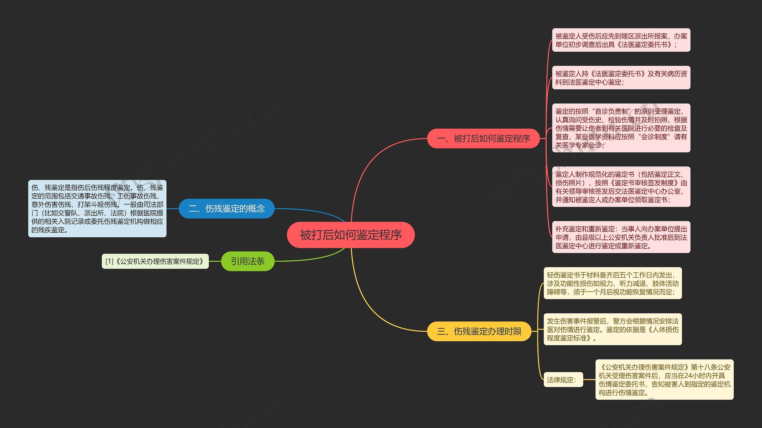 被打后如何鉴定程序思维导图