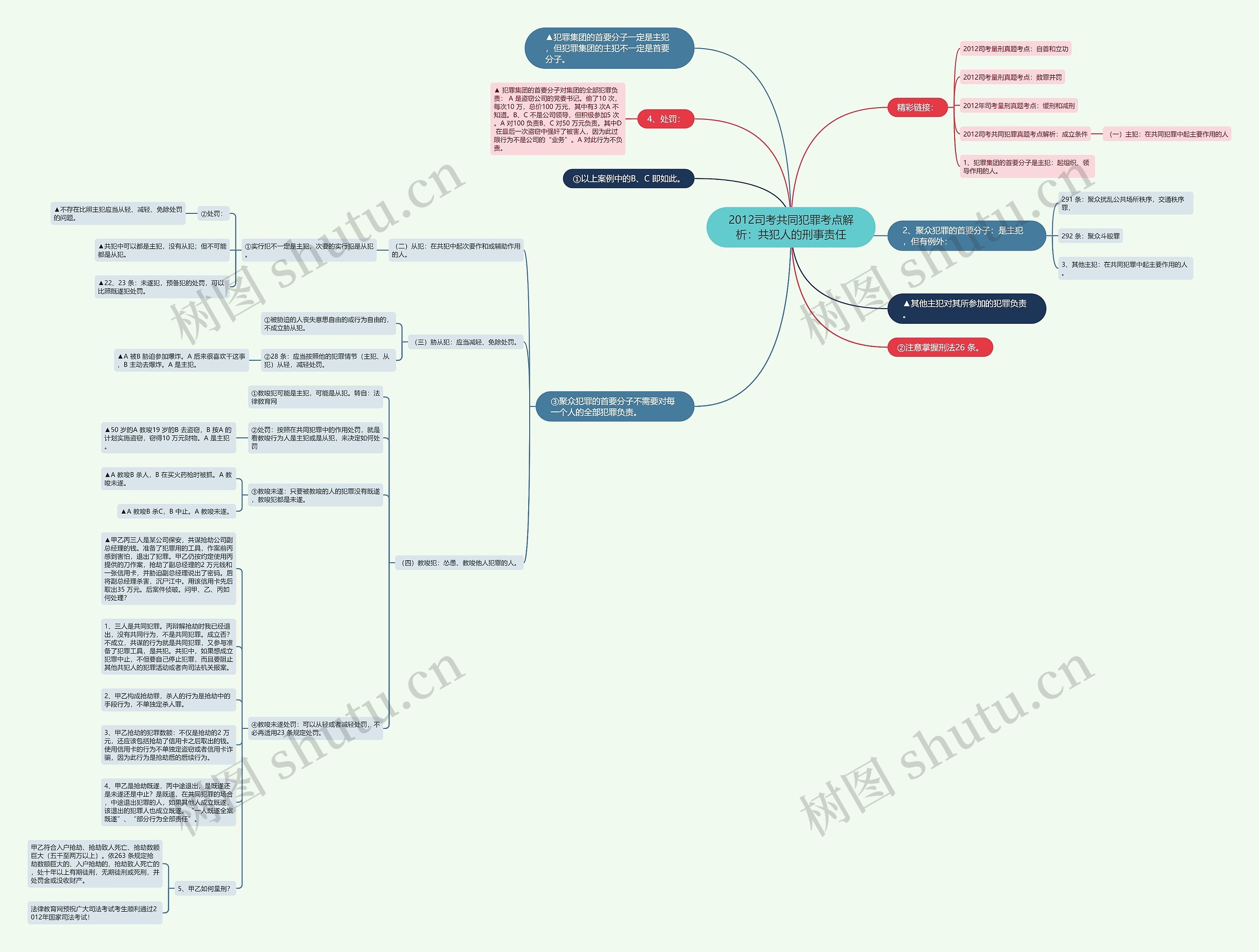 2012司考共同犯罪考点解析：共犯人的刑事责任思维导图