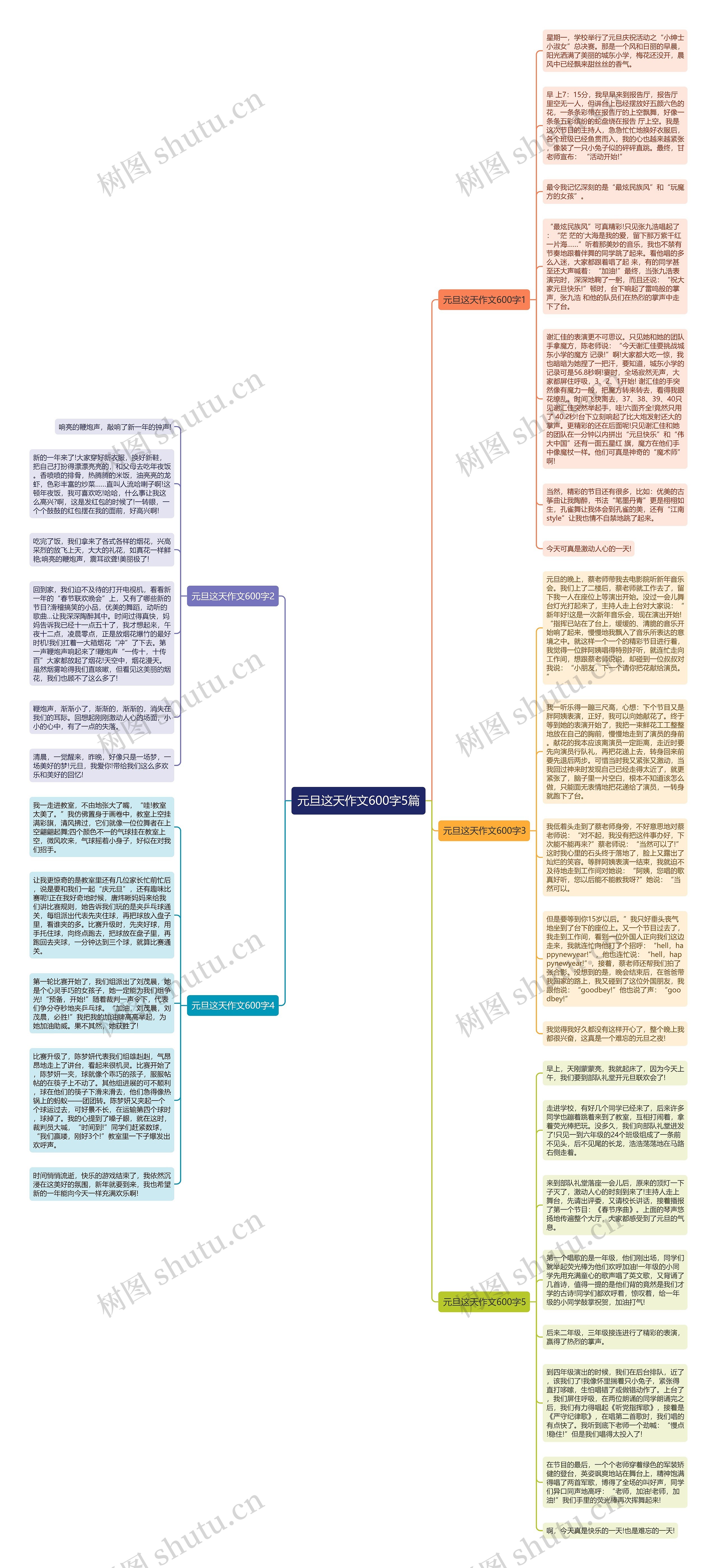 元旦这天作文600字5篇思维导图
