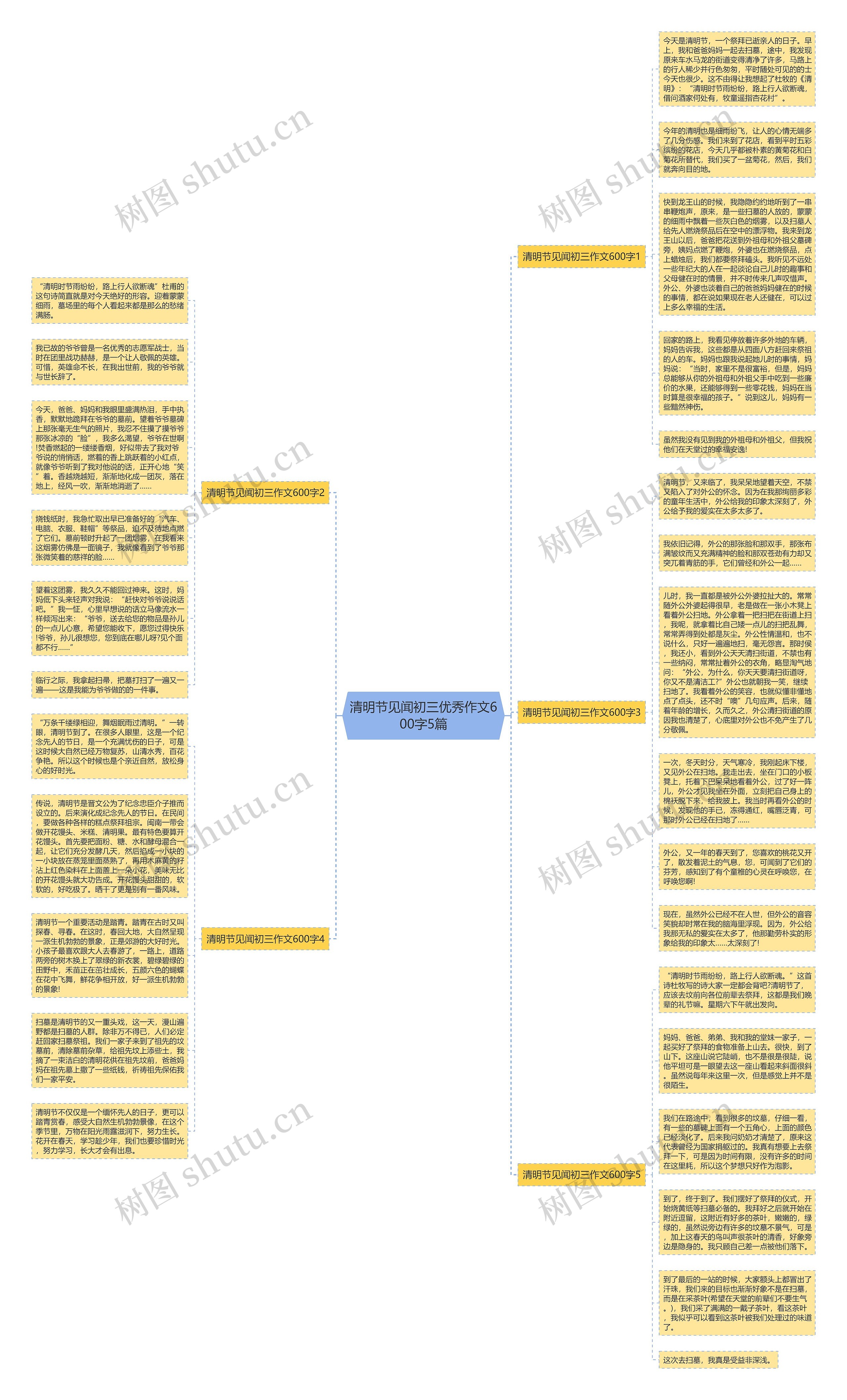 清明节见闻初三优秀作文600字5篇思维导图