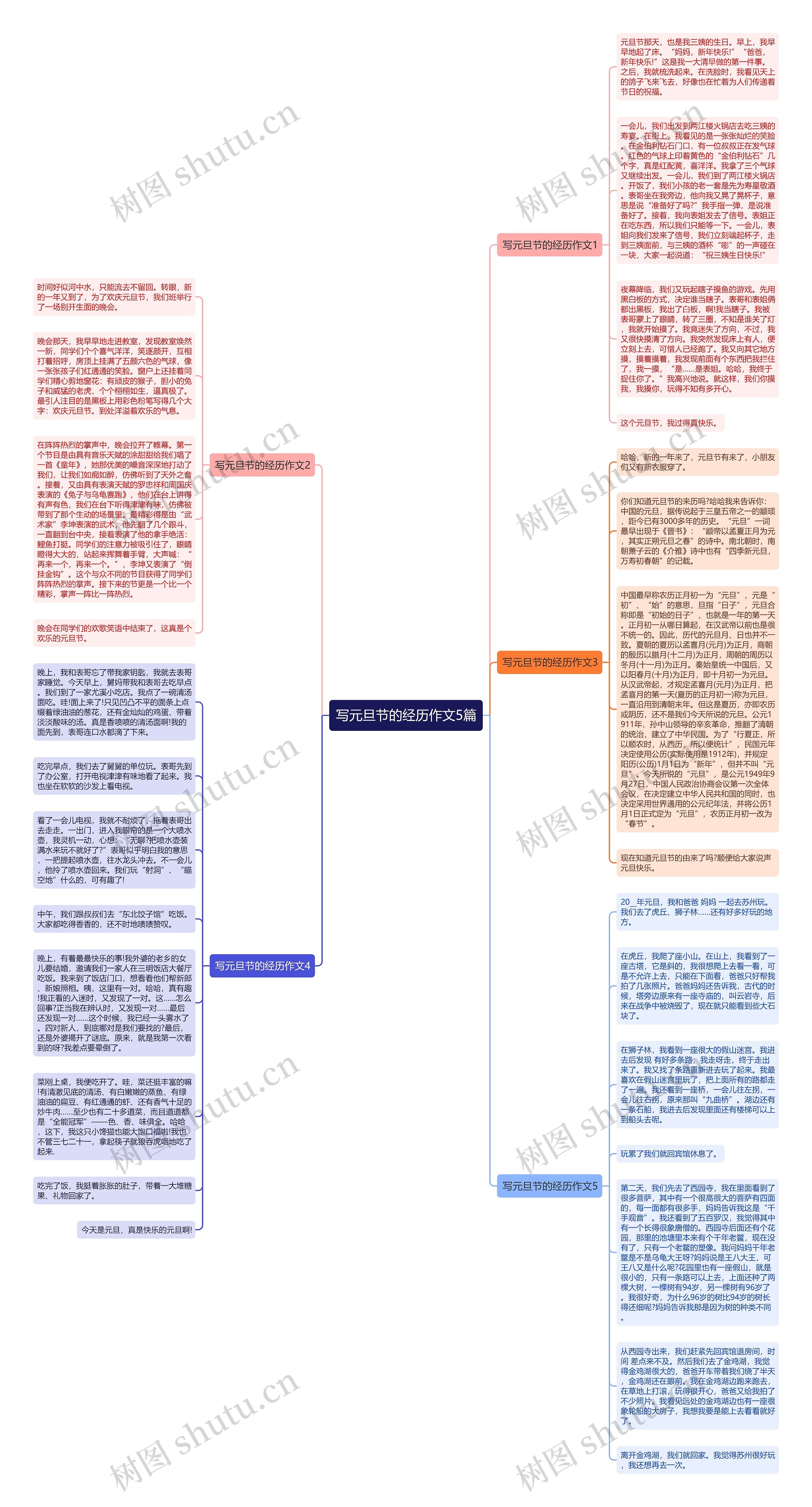 写元旦节的经历作文5篇思维导图