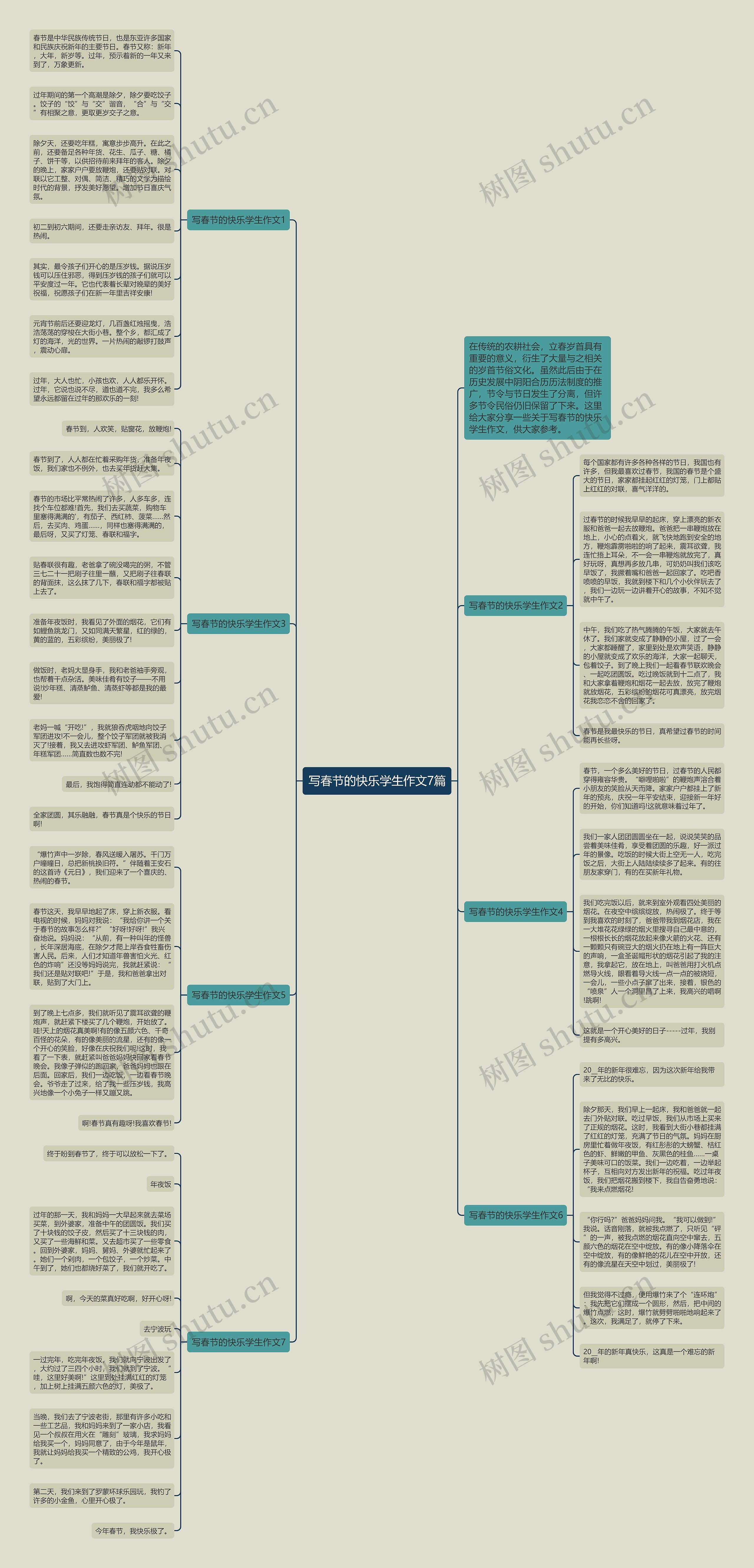 写春节的快乐学生作文7篇思维导图