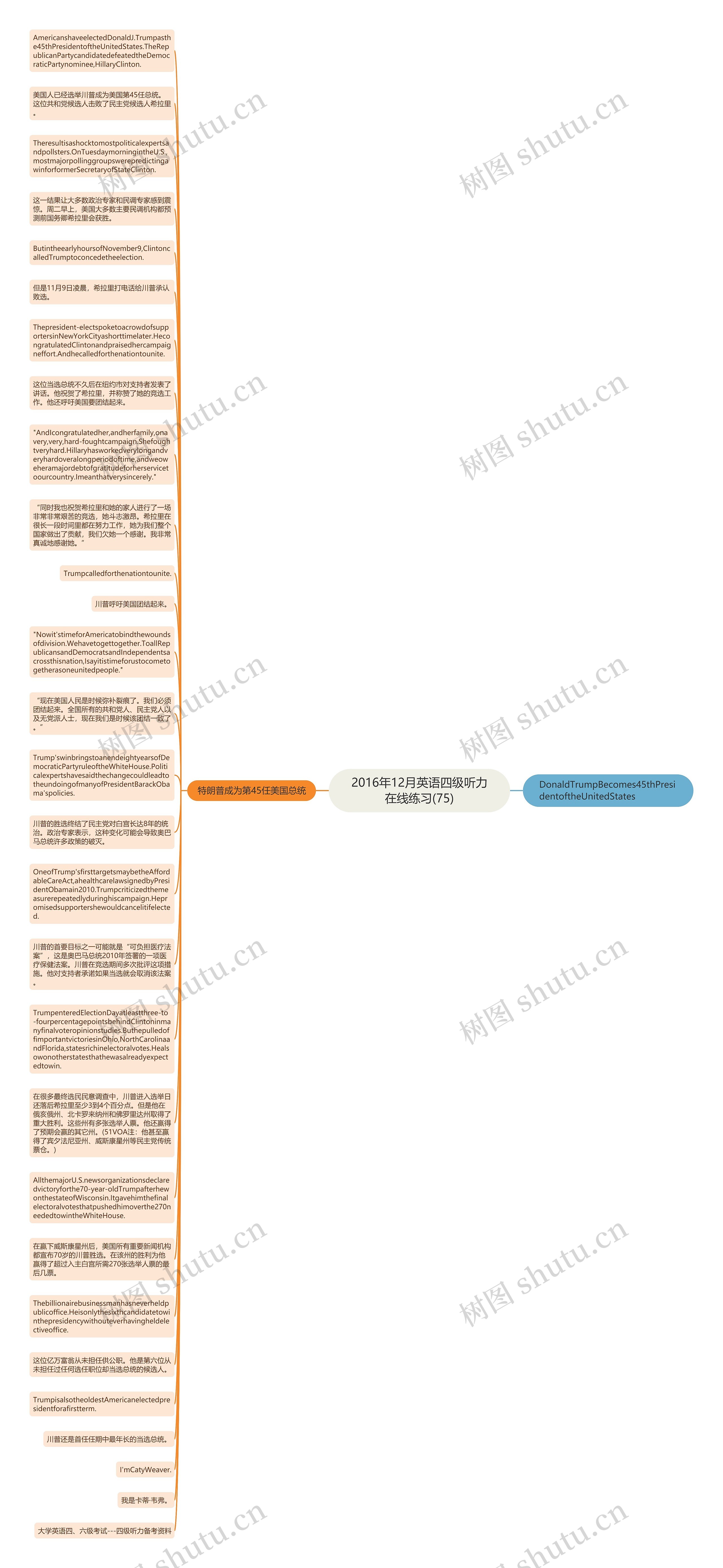 2016年12月英语四级听力在线练习(75)思维导图