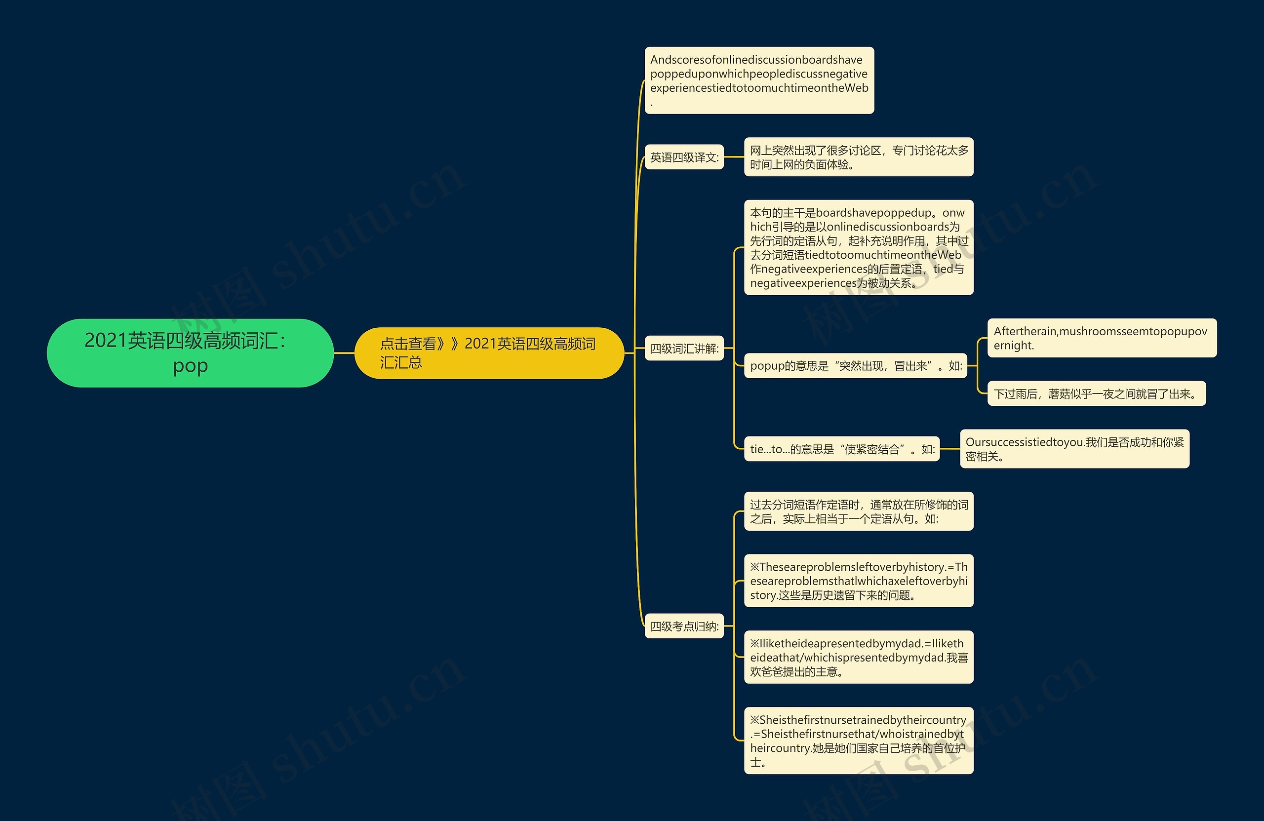 2021英语四级高频词汇：pop思维导图