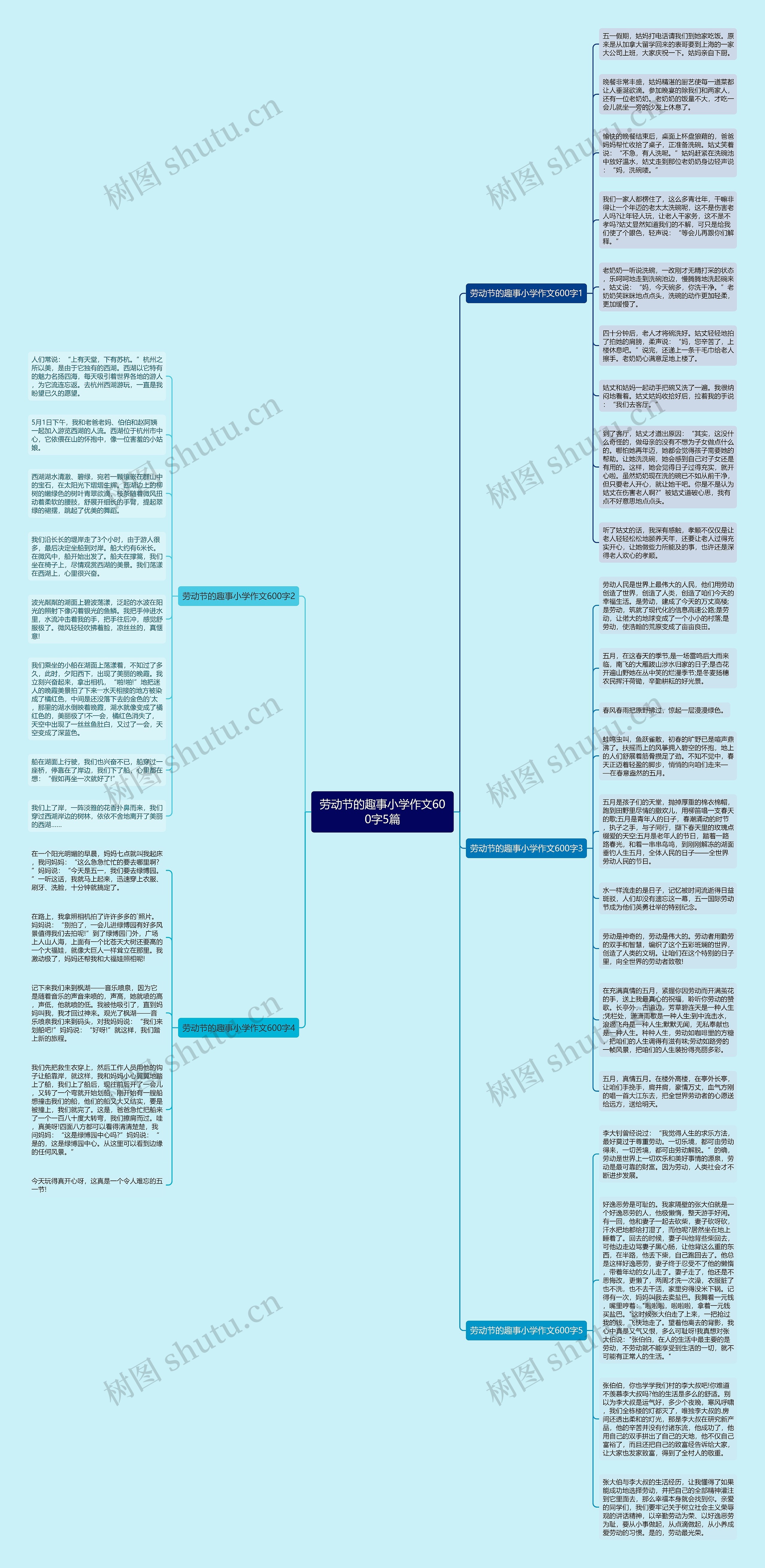 劳动节的趣事小学作文600字5篇思维导图