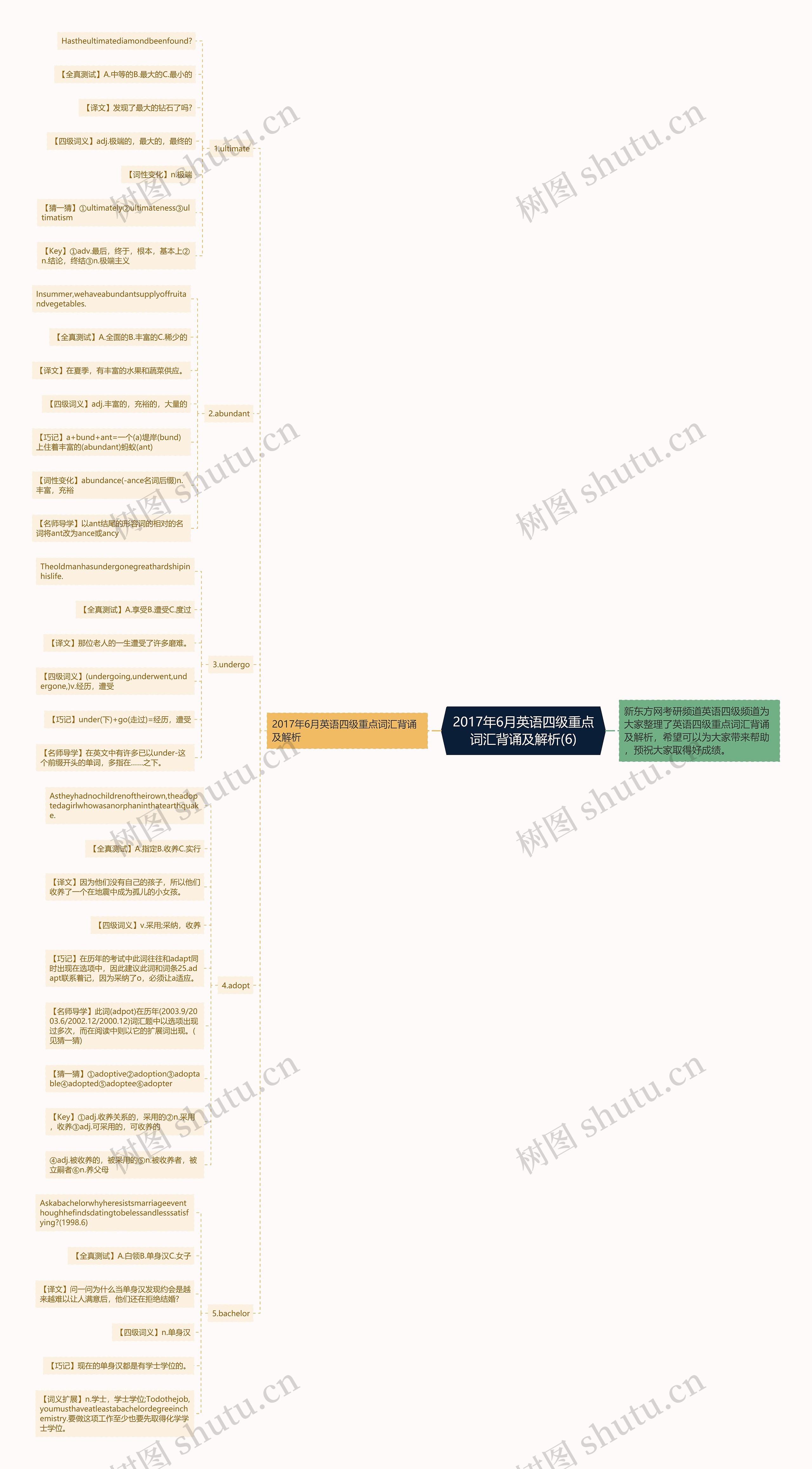 2017年6月英语四级重点词汇背诵及解析(6)思维导图