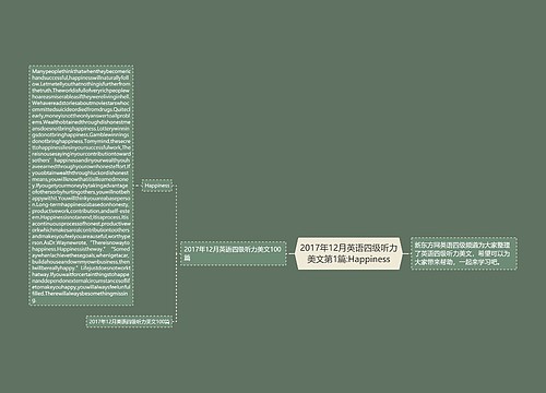 2017年12月英语四级听力美文第1篇:Happiness