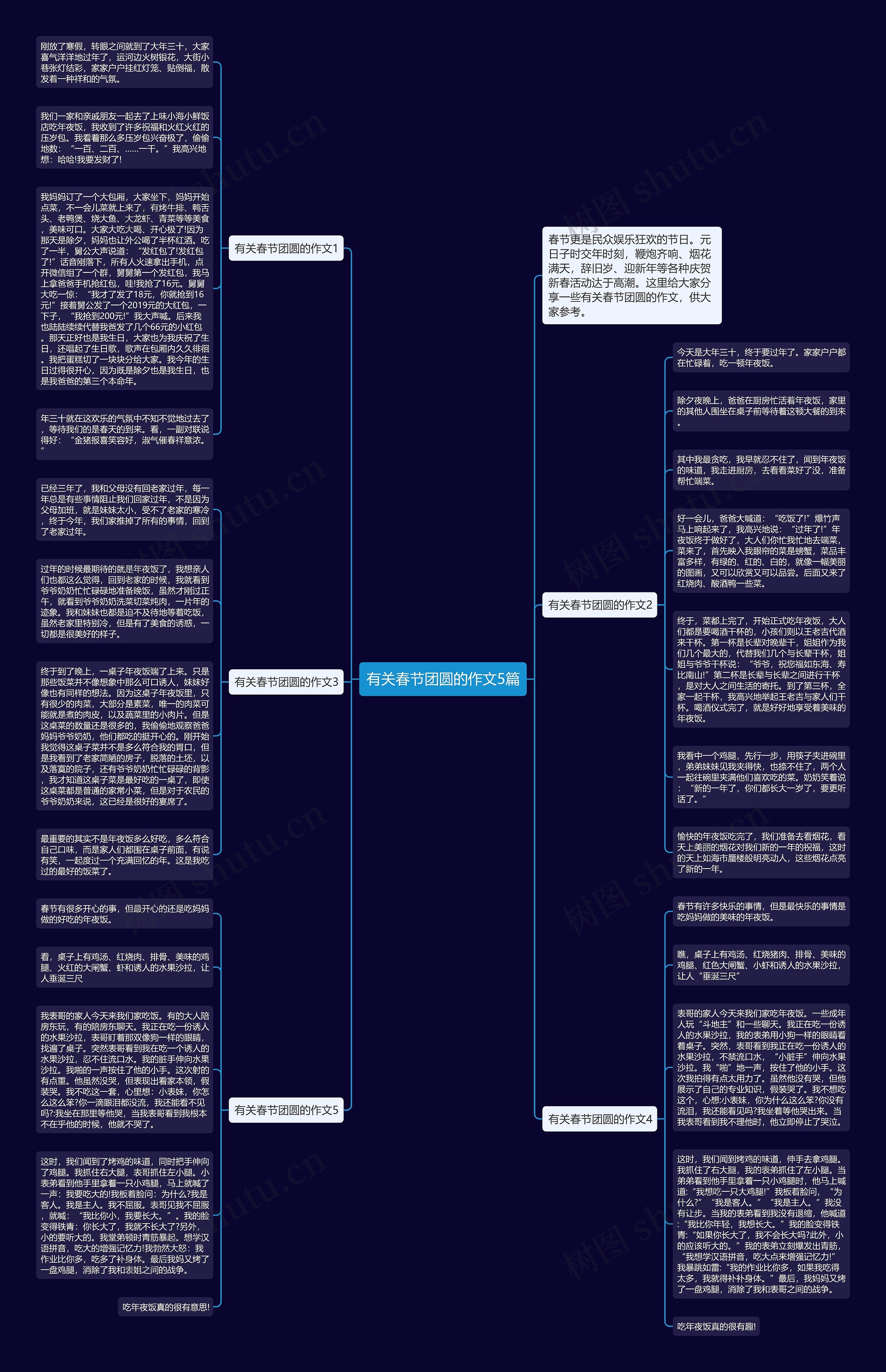 有关春节团圆的作文5篇思维导图