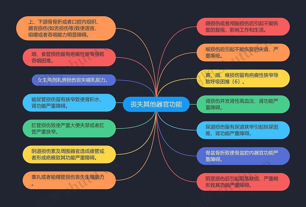 丧失其他器官功能思维导图_编号p9623385-TreeMind树图