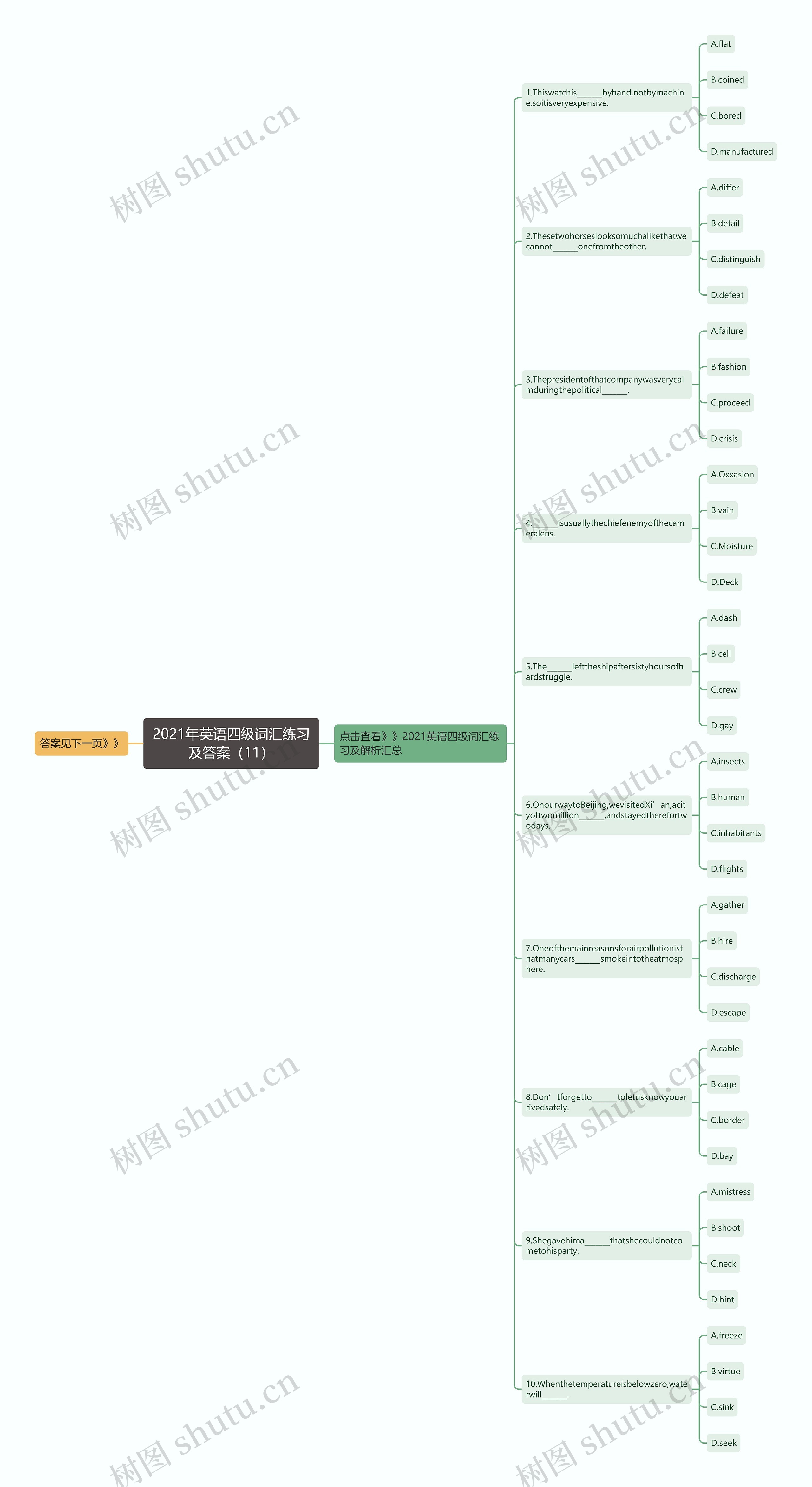 2021年英语四级词汇练习及答案（11）