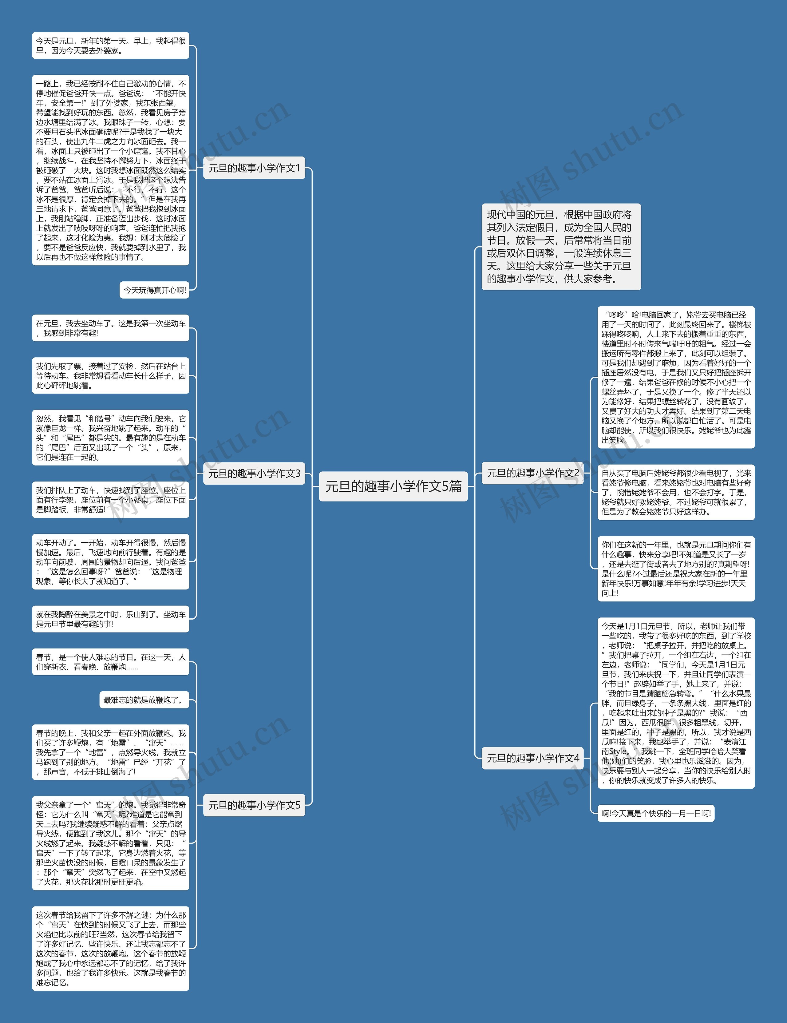 元旦的趣事小学作文5篇思维导图