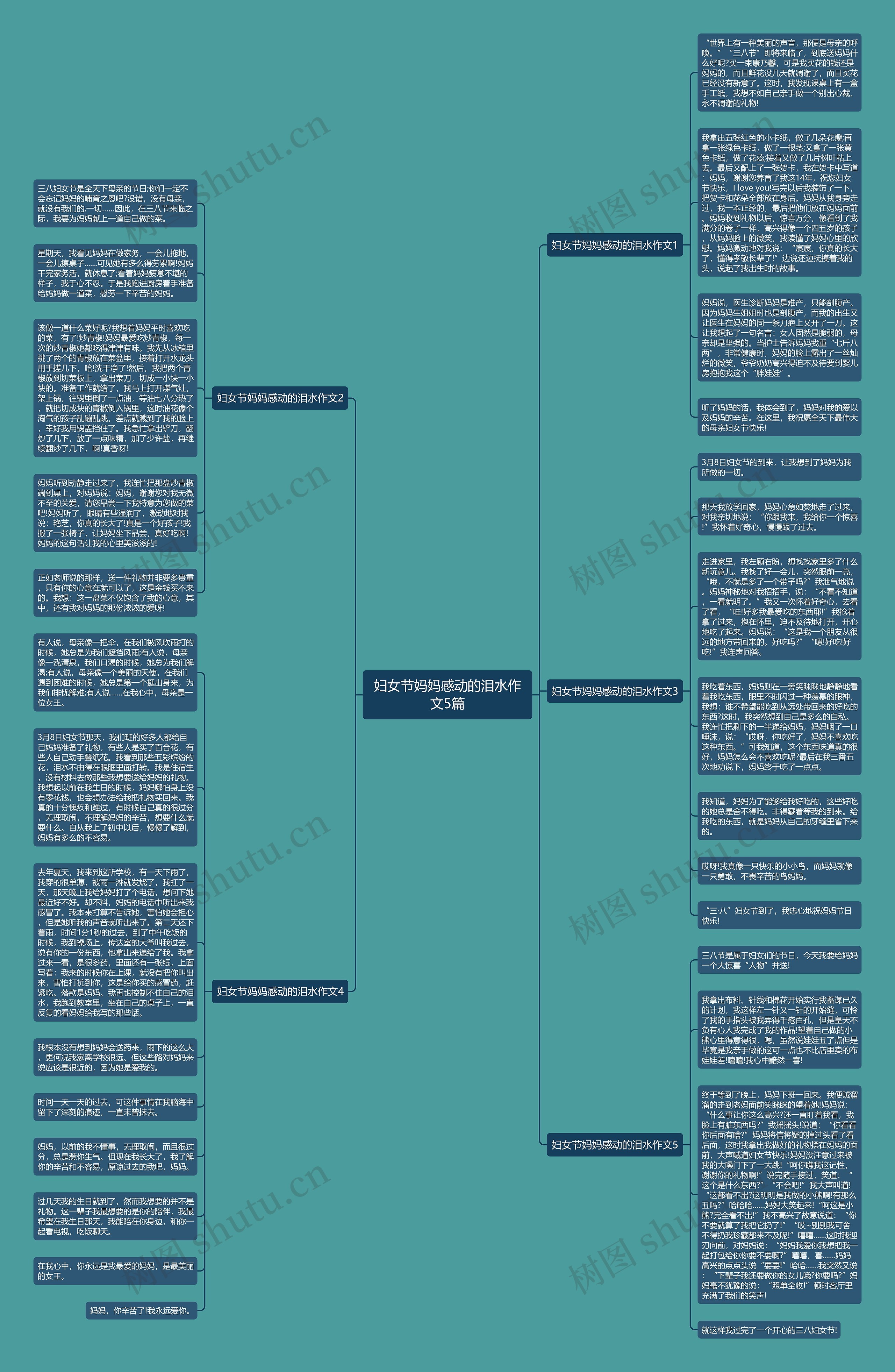 妇女节妈妈感动的泪水作文5篇思维导图
