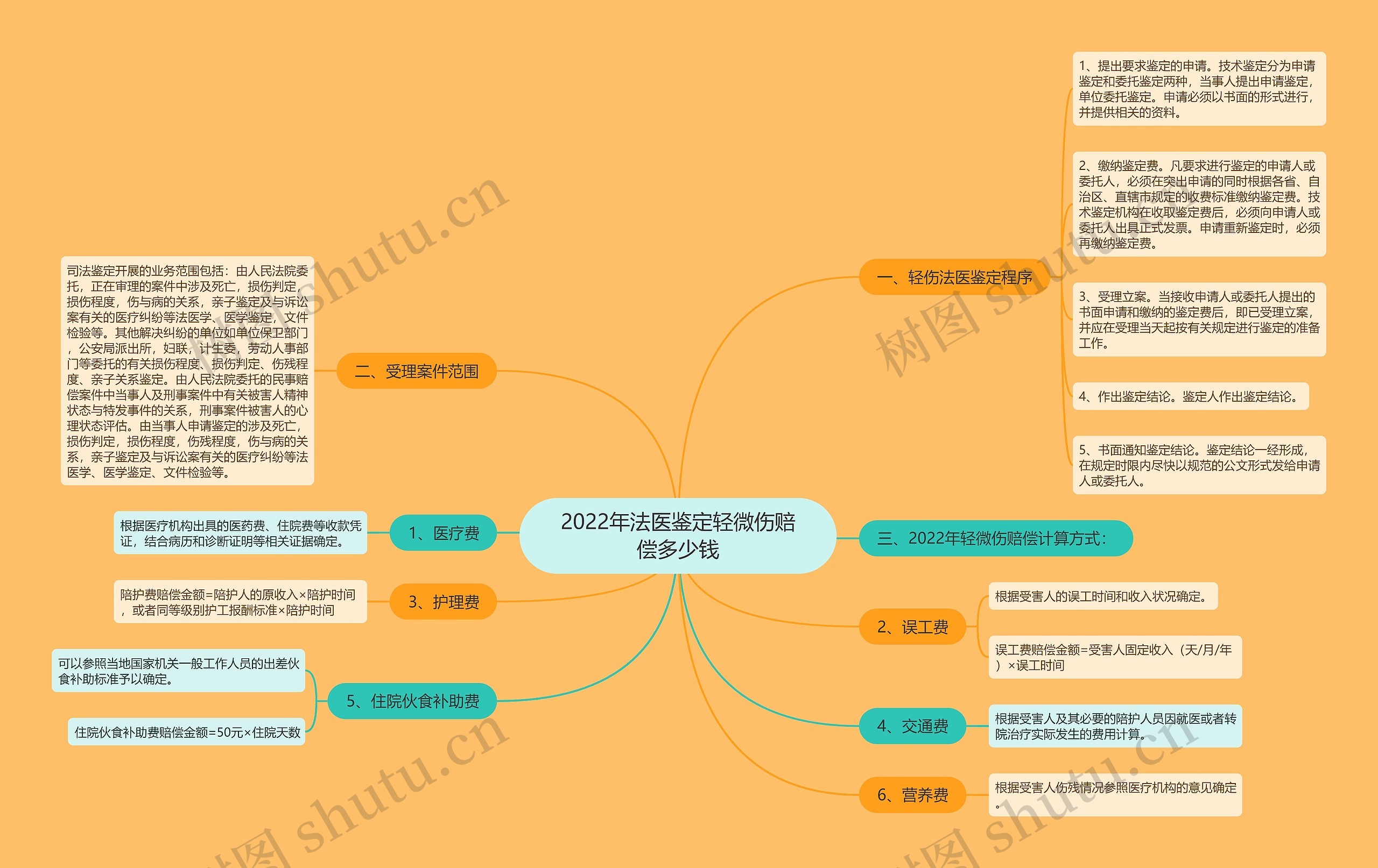 2022年法医鉴定轻微伤赔偿多少钱思维导图