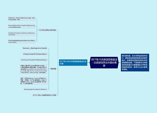 2017年12月英语四级语法：以否定词开头作部分倒装