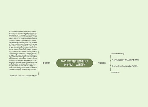 2015年12月英语四级作文参考范文：出国留学