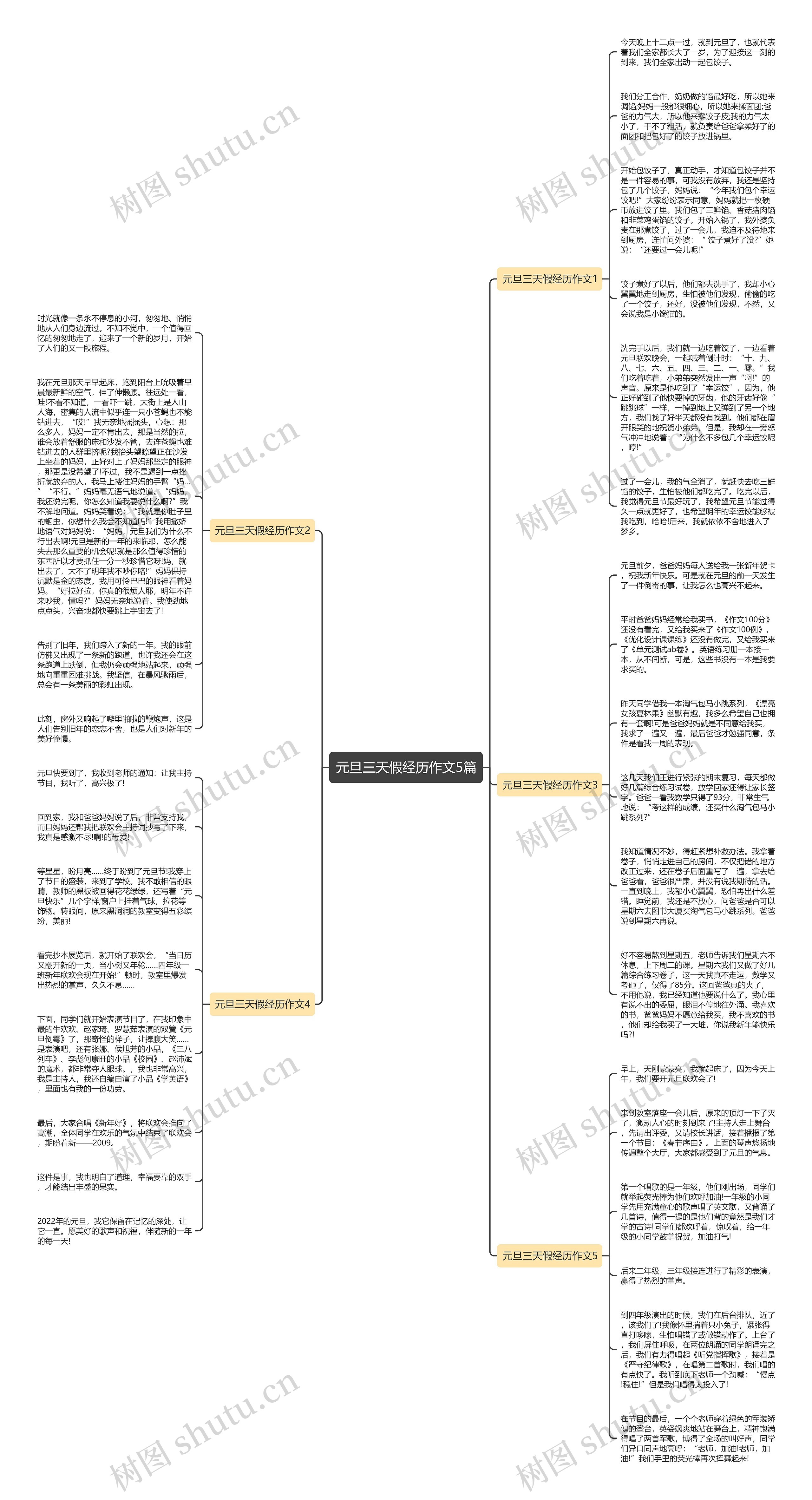 元旦三天假经历作文5篇思维导图