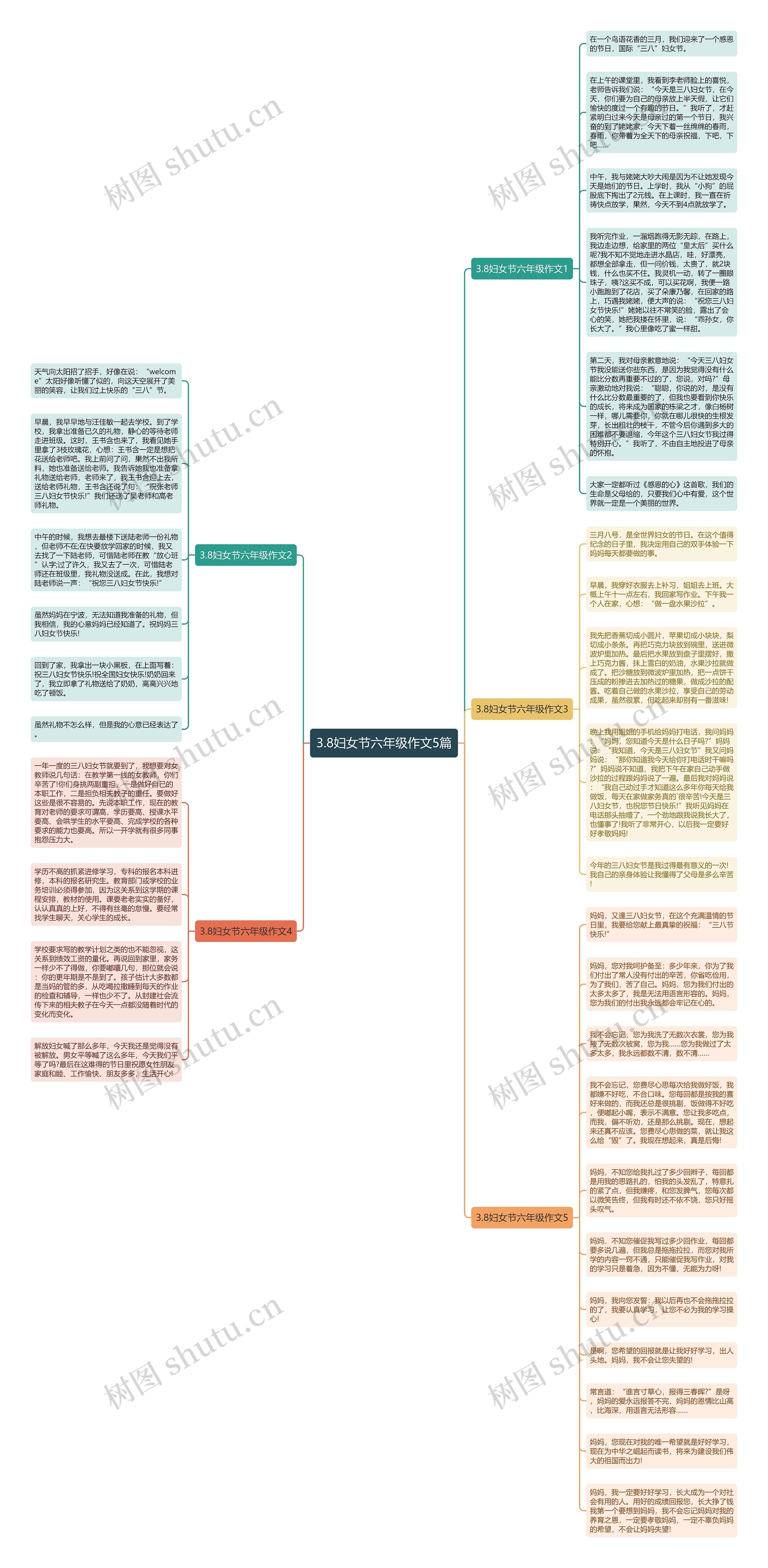 3.8妇女节六年级作文5篇思维导图