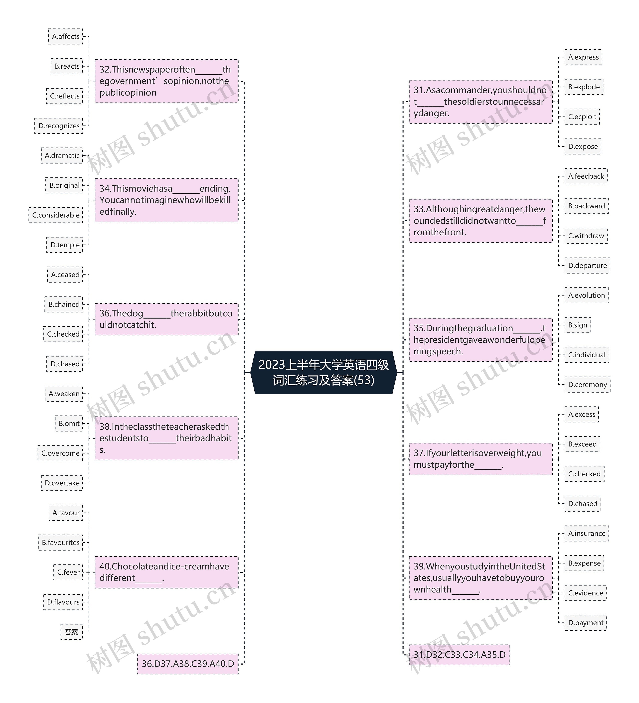 2023上半年大学英语四级词汇练习及答案(53)思维导图