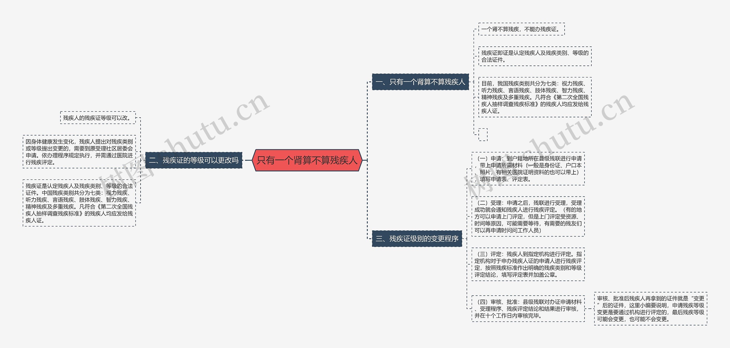 只有一个肾算不算残疾人思维导图