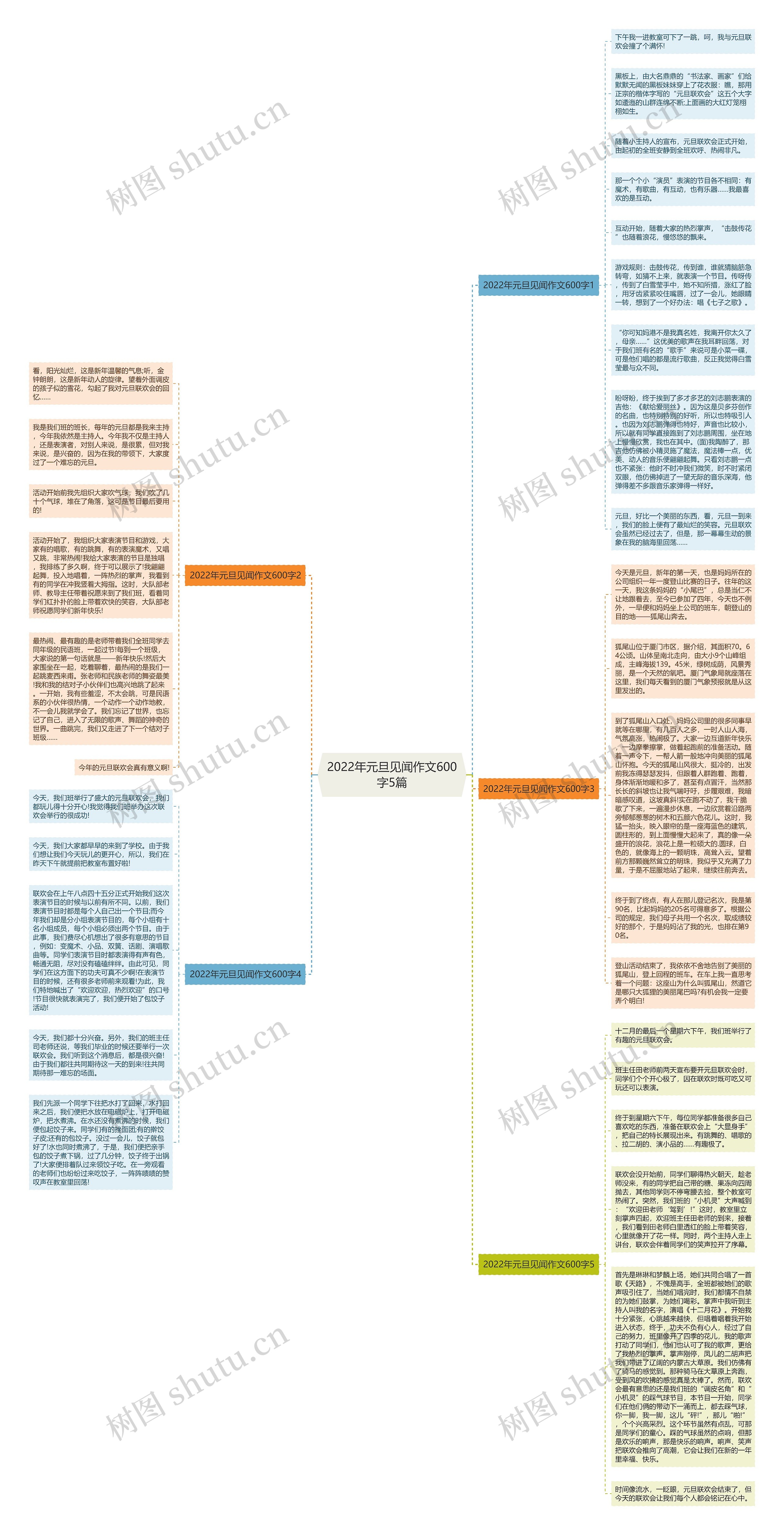 2022年元旦见闻作文600字5篇思维导图