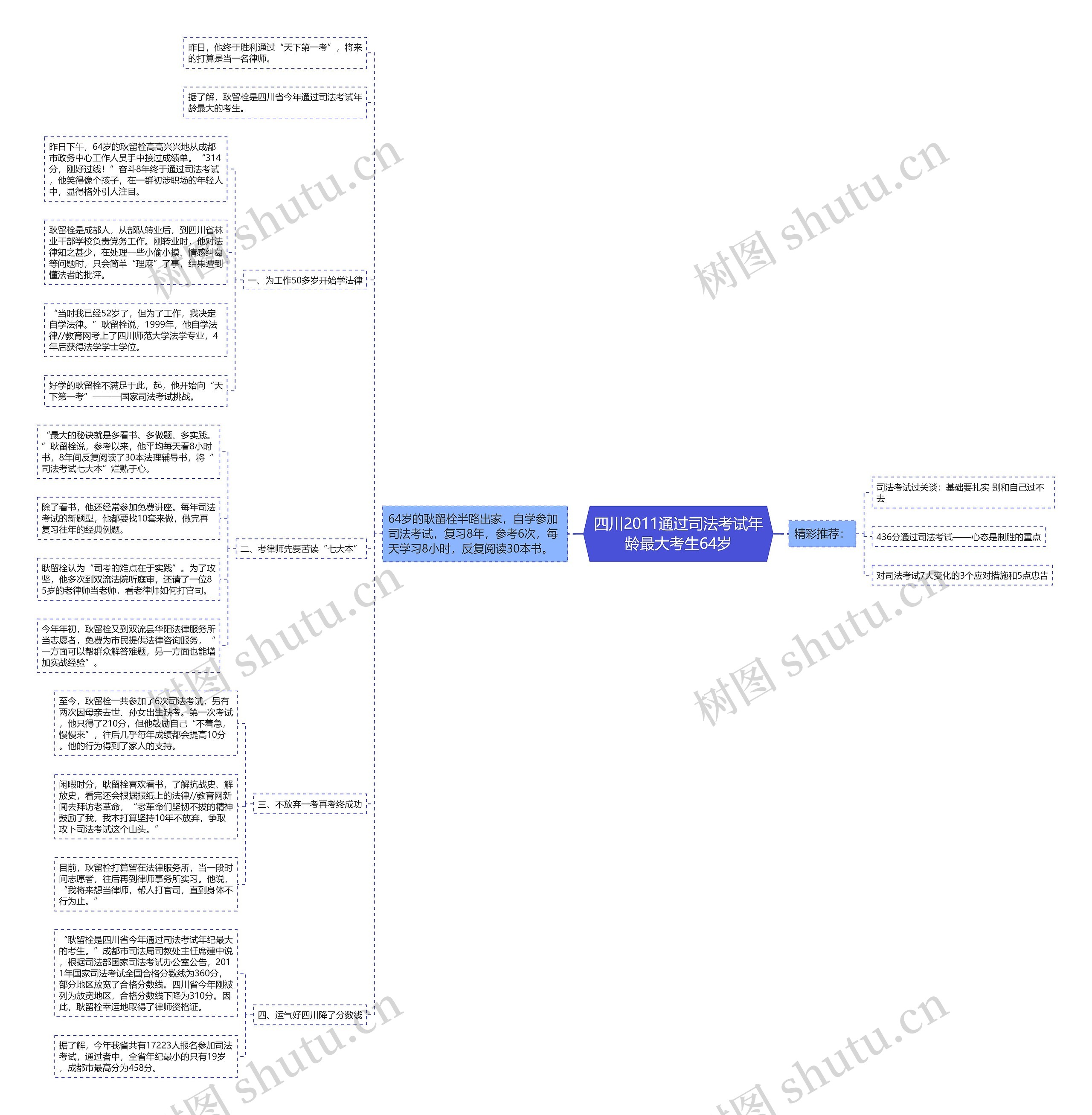 四川2011通过司法考试年龄最大考生64岁思维导图