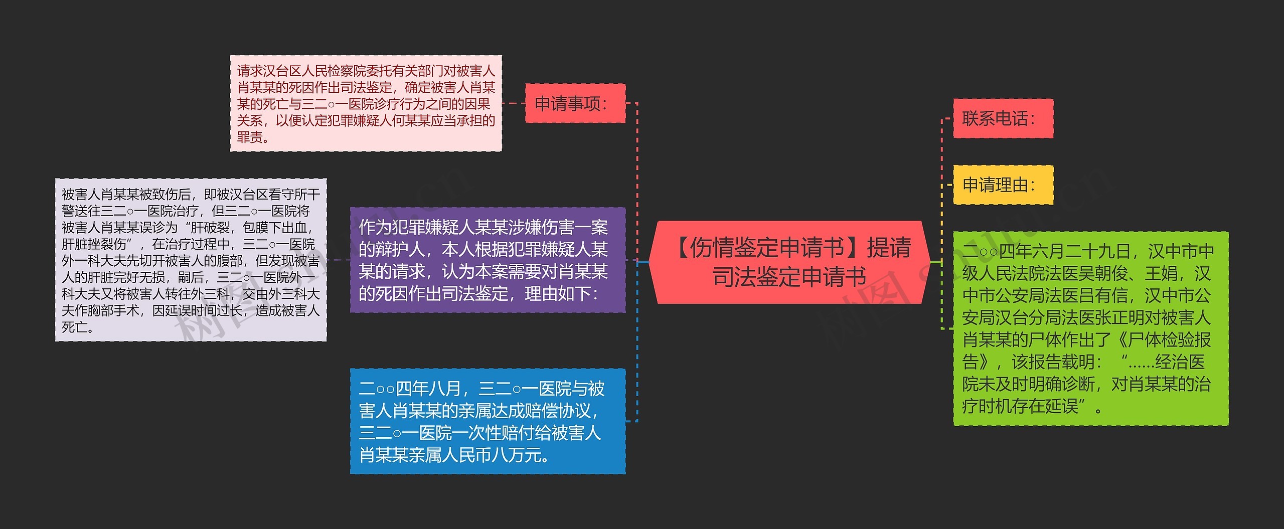 【伤情鉴定申请书】提请司法鉴定申请书思维导图