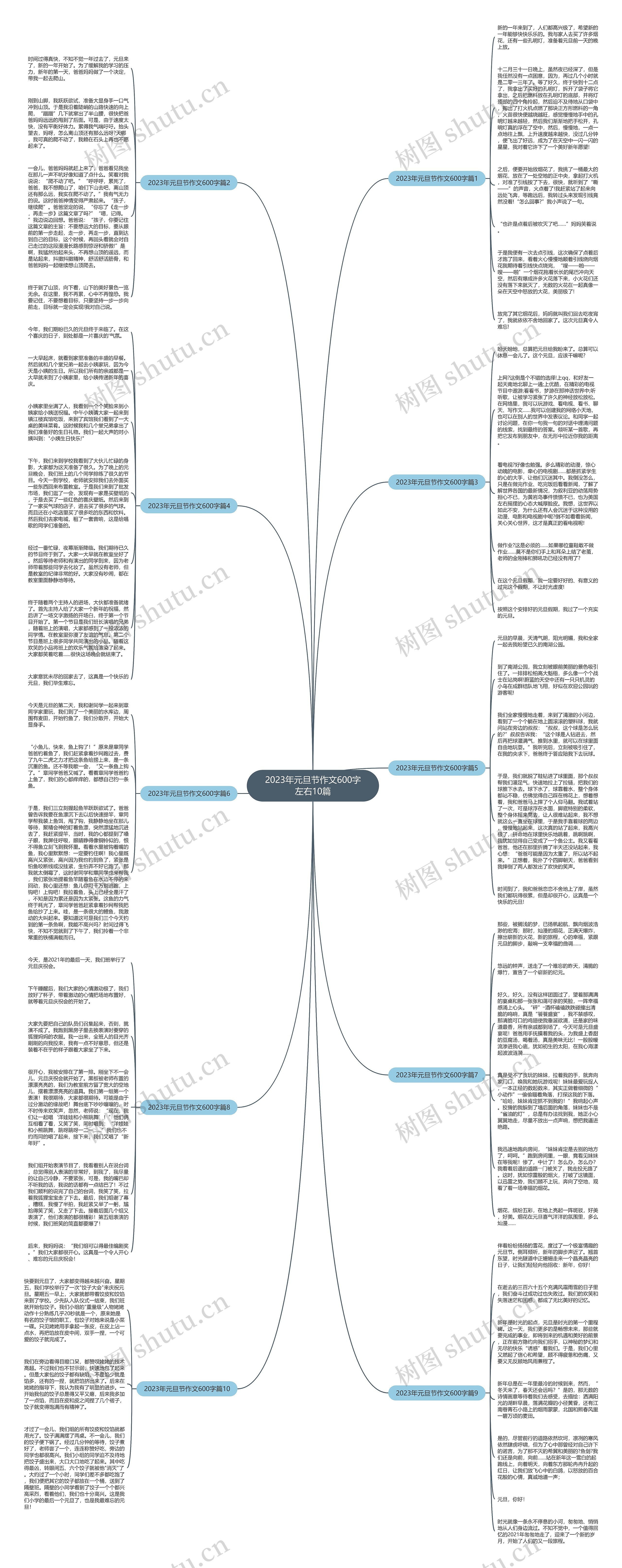 2023年元旦节作文600字左右10篇思维导图