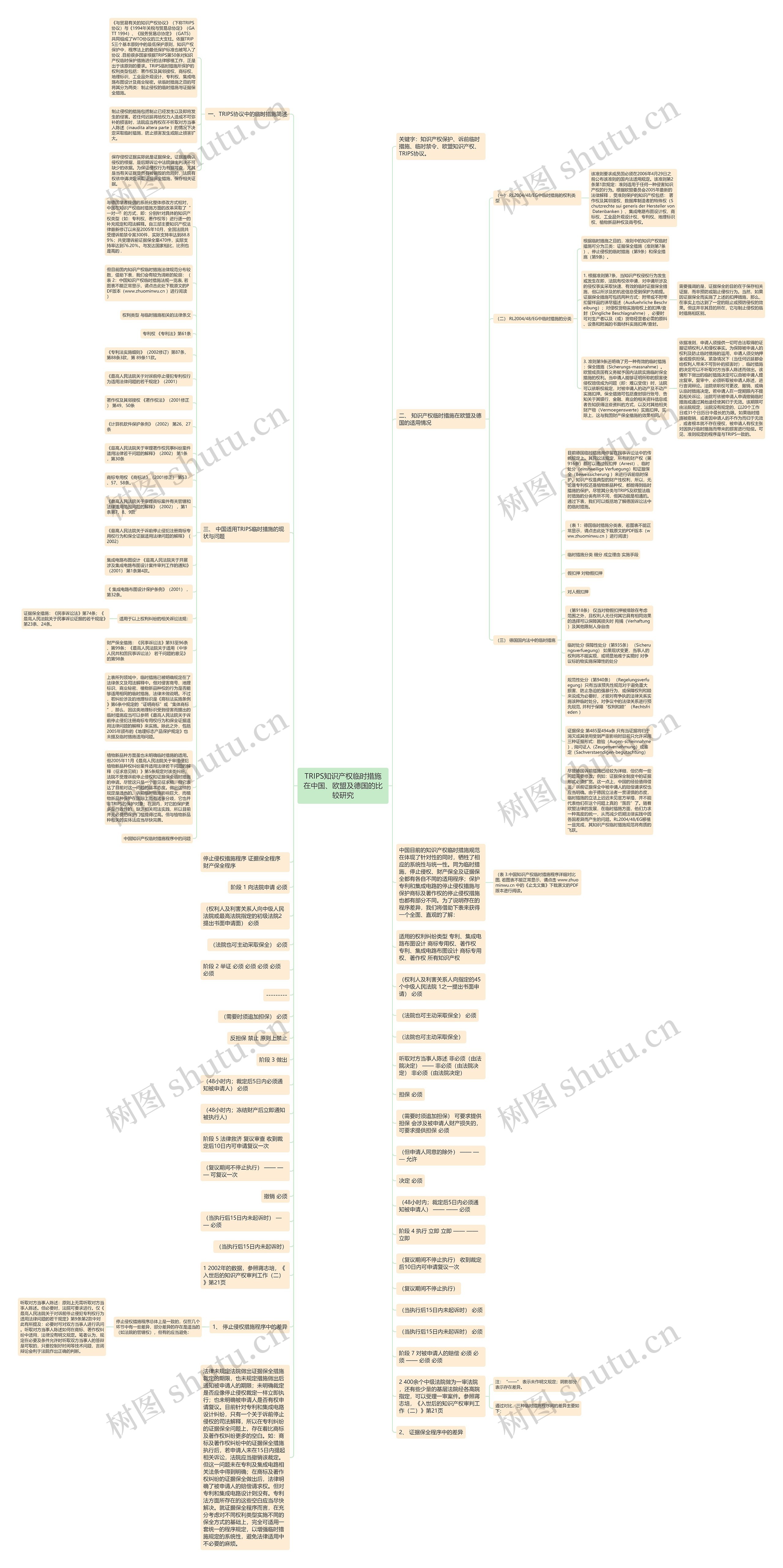 TRIPS知识产权临时措施在中国、欧盟及德国的比较研究思维导图