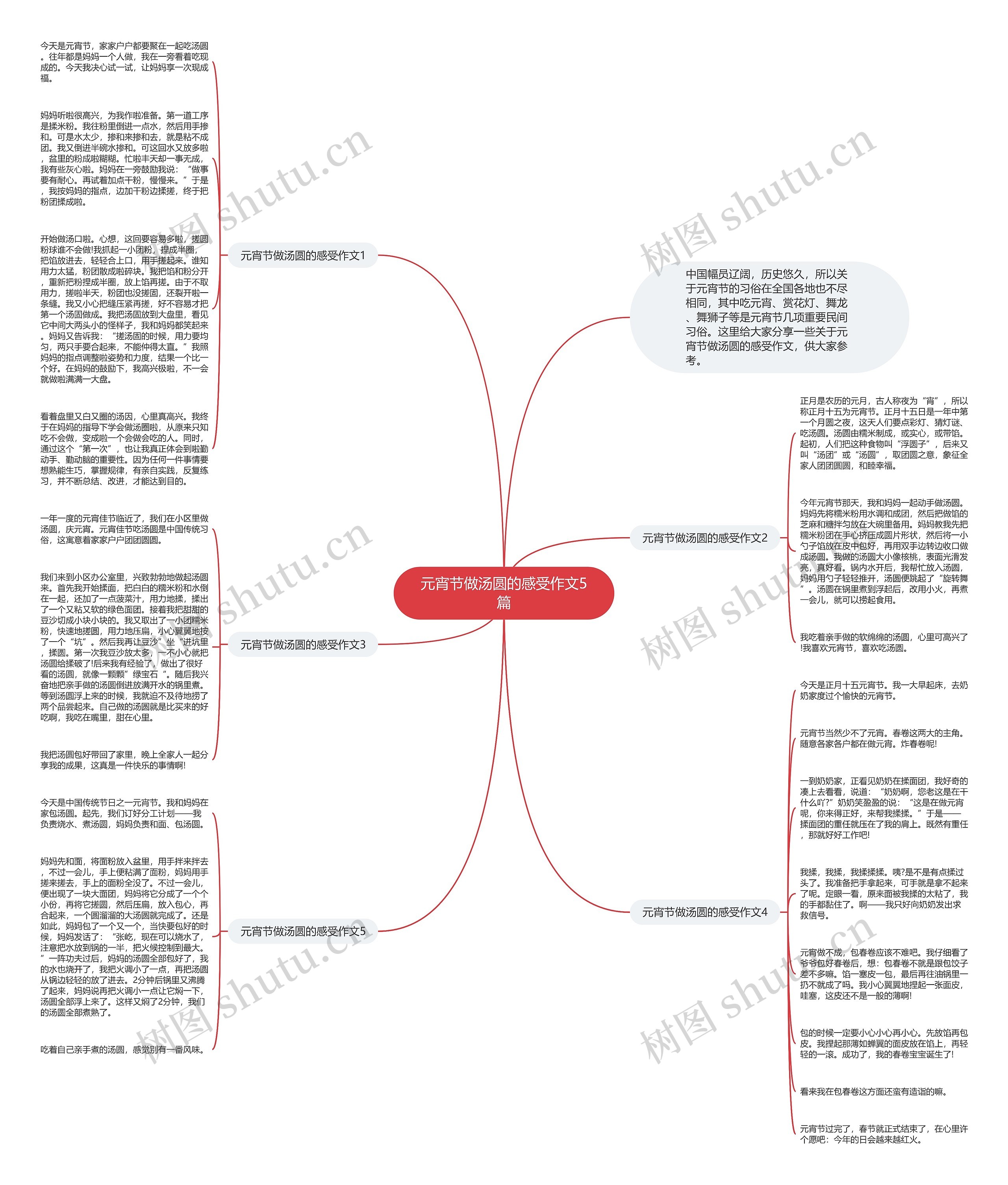 元宵节做汤圆的感受作文5篇思维导图