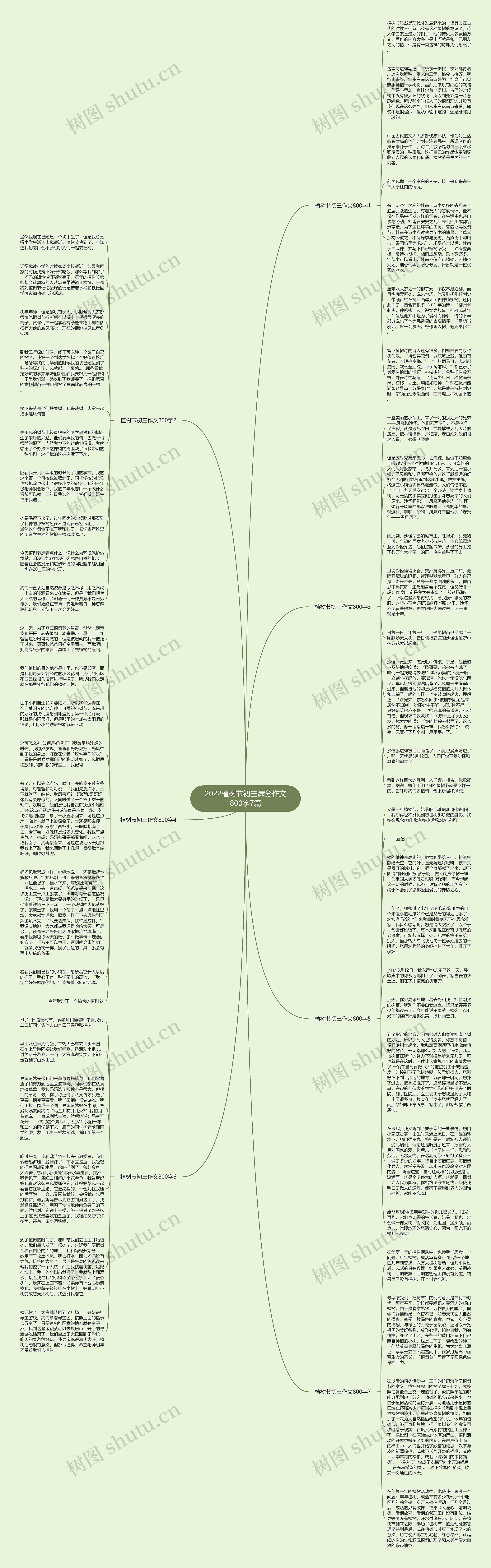 2022植树节初三满分作文800字7篇思维导图