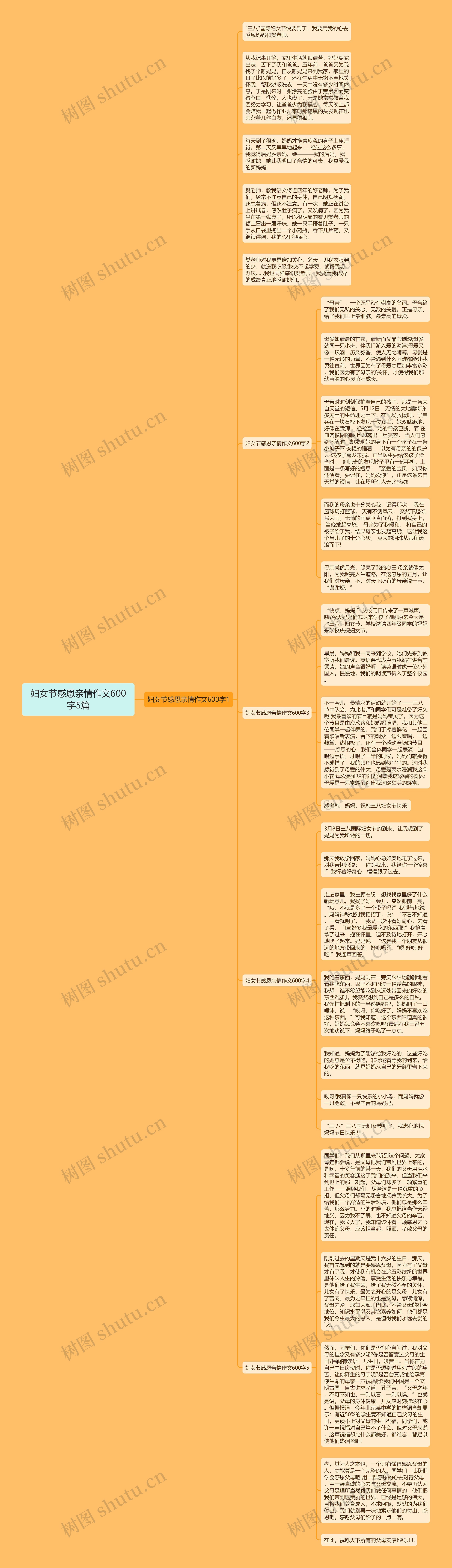 妇女节感恩亲情作文600字5篇思维导图