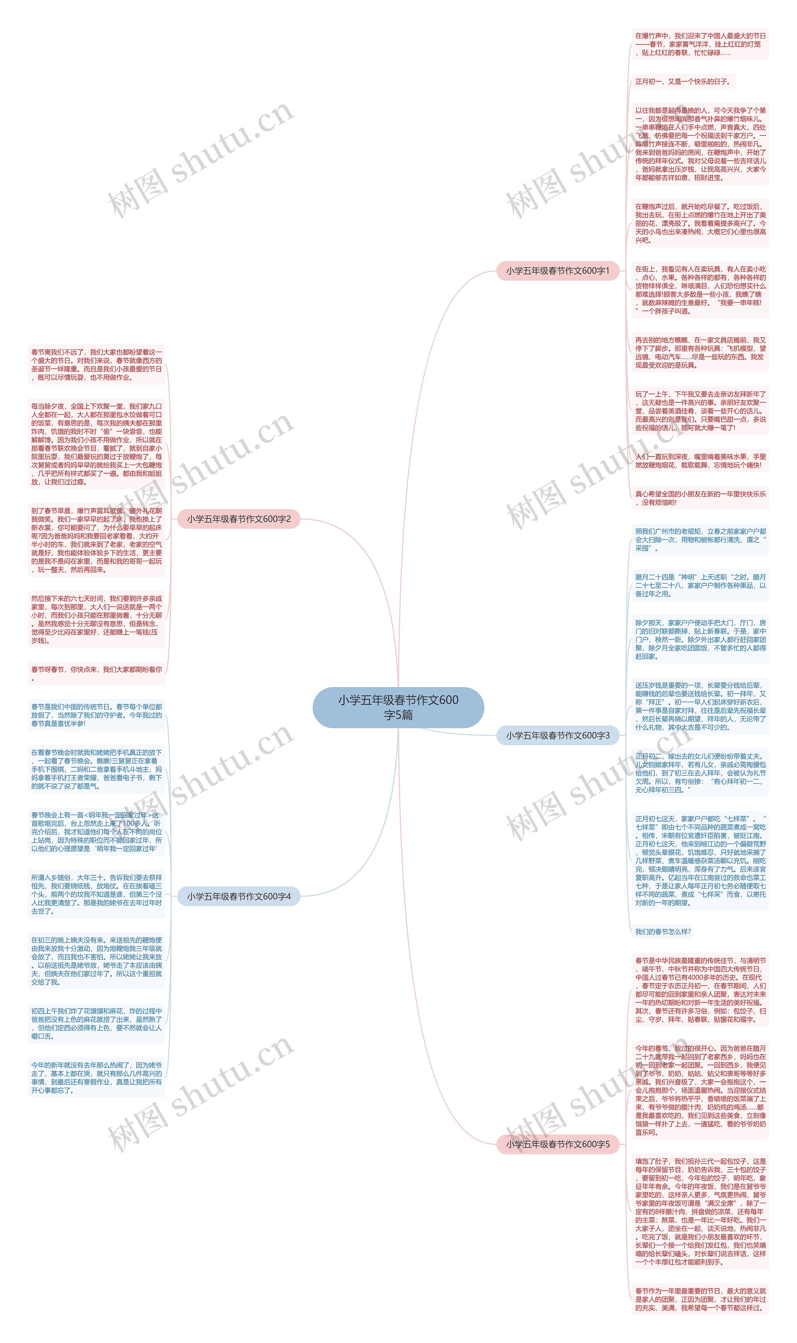 小学五年级春节作文600字5篇思维导图