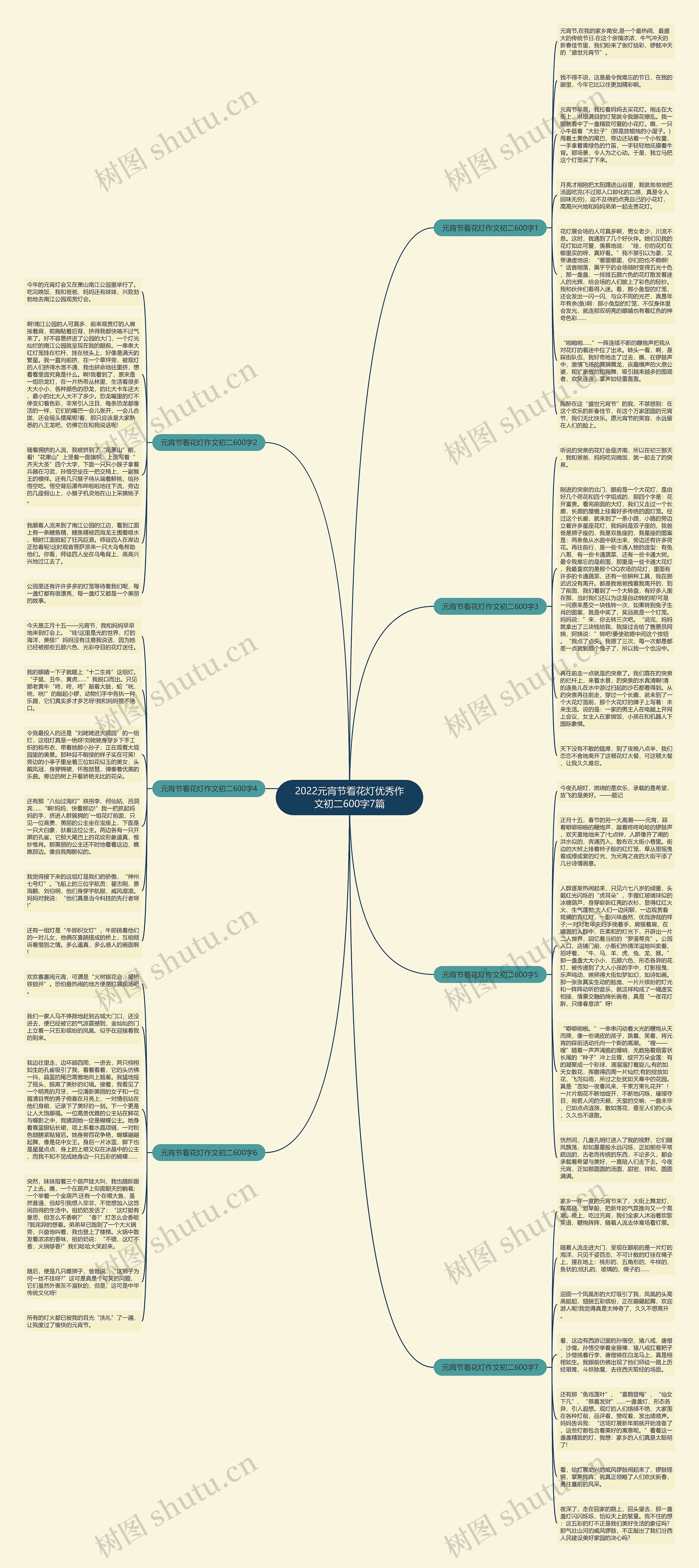 2022元宵节看花灯优秀作文初二600字7篇思维导图