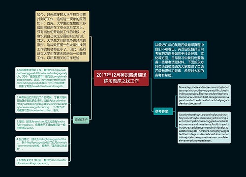 2017年12月英语四级翻译练习题库之找工作