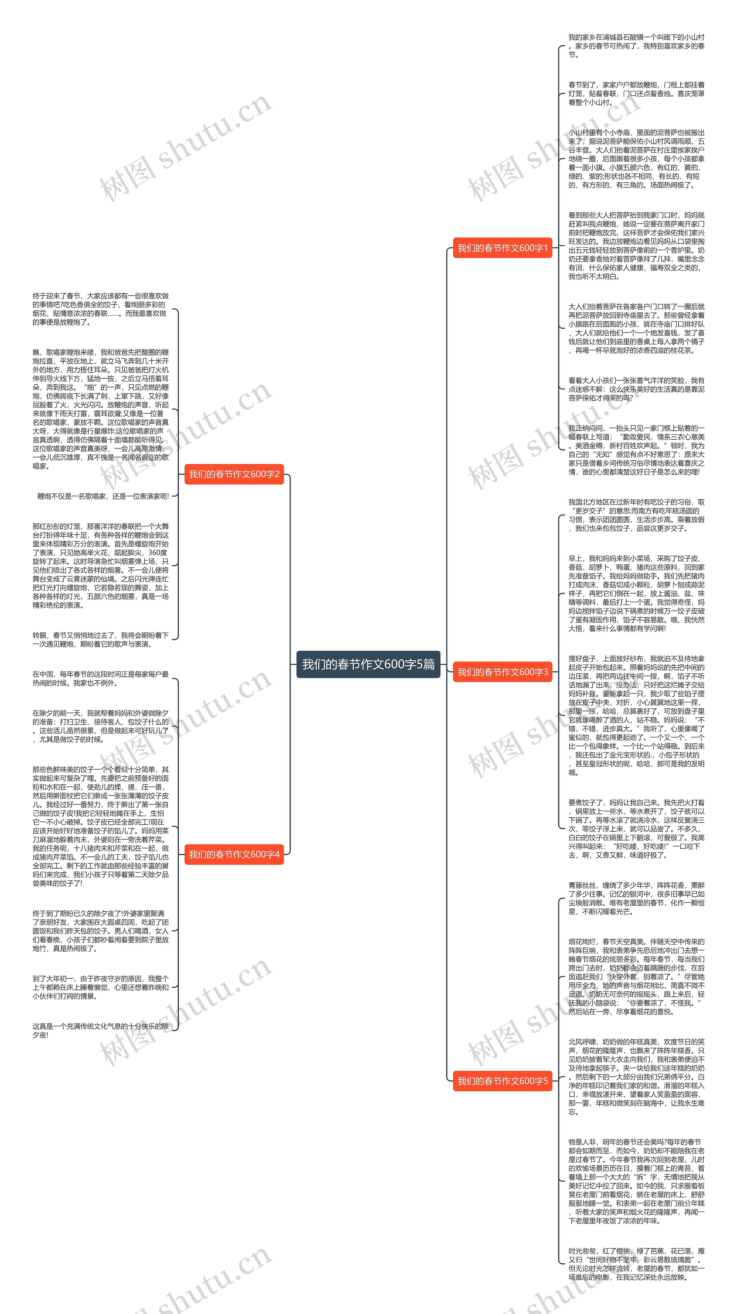 我们的春节作文600字5篇思维导图