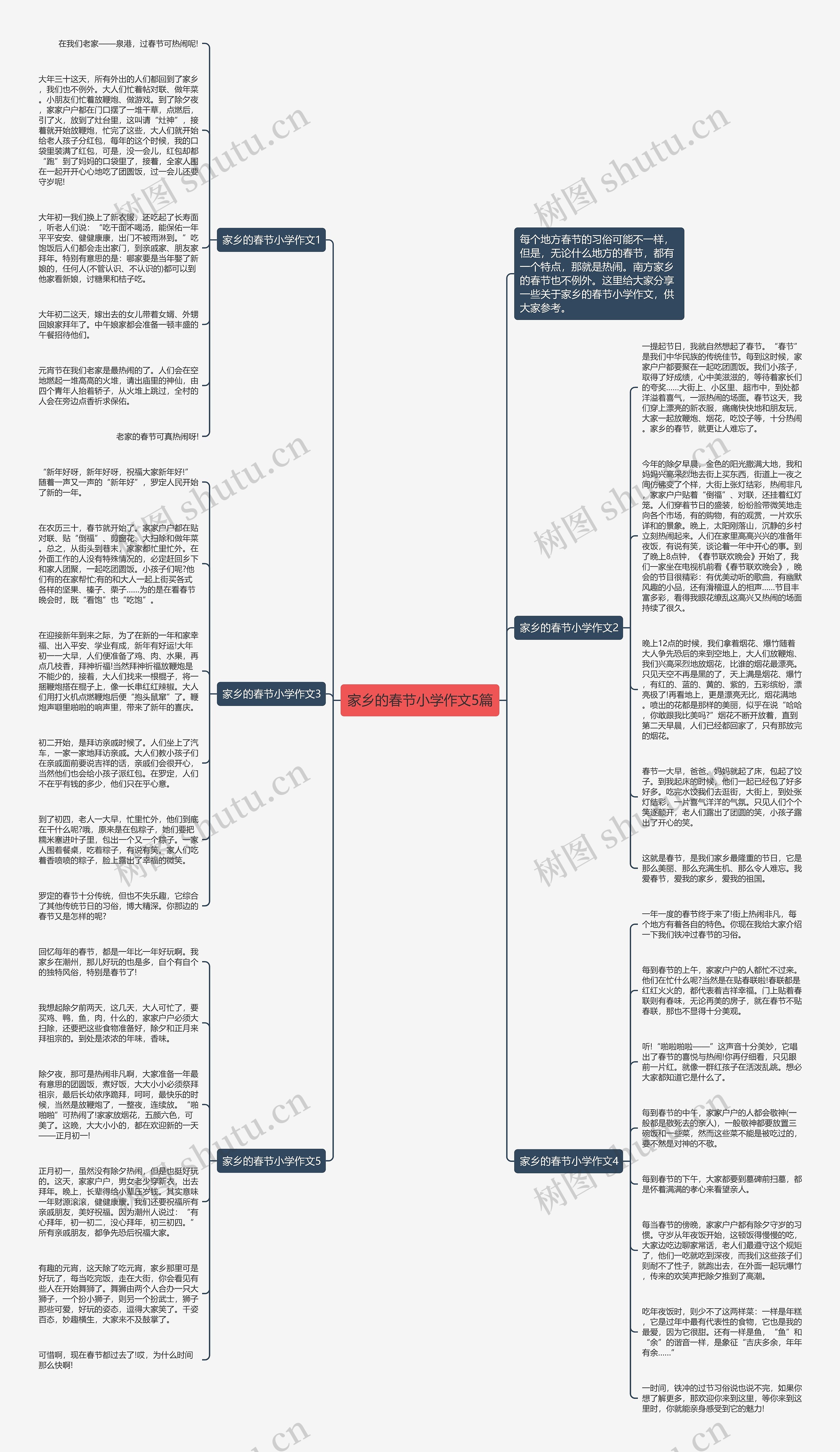 家乡的春节小学作文5篇思维导图