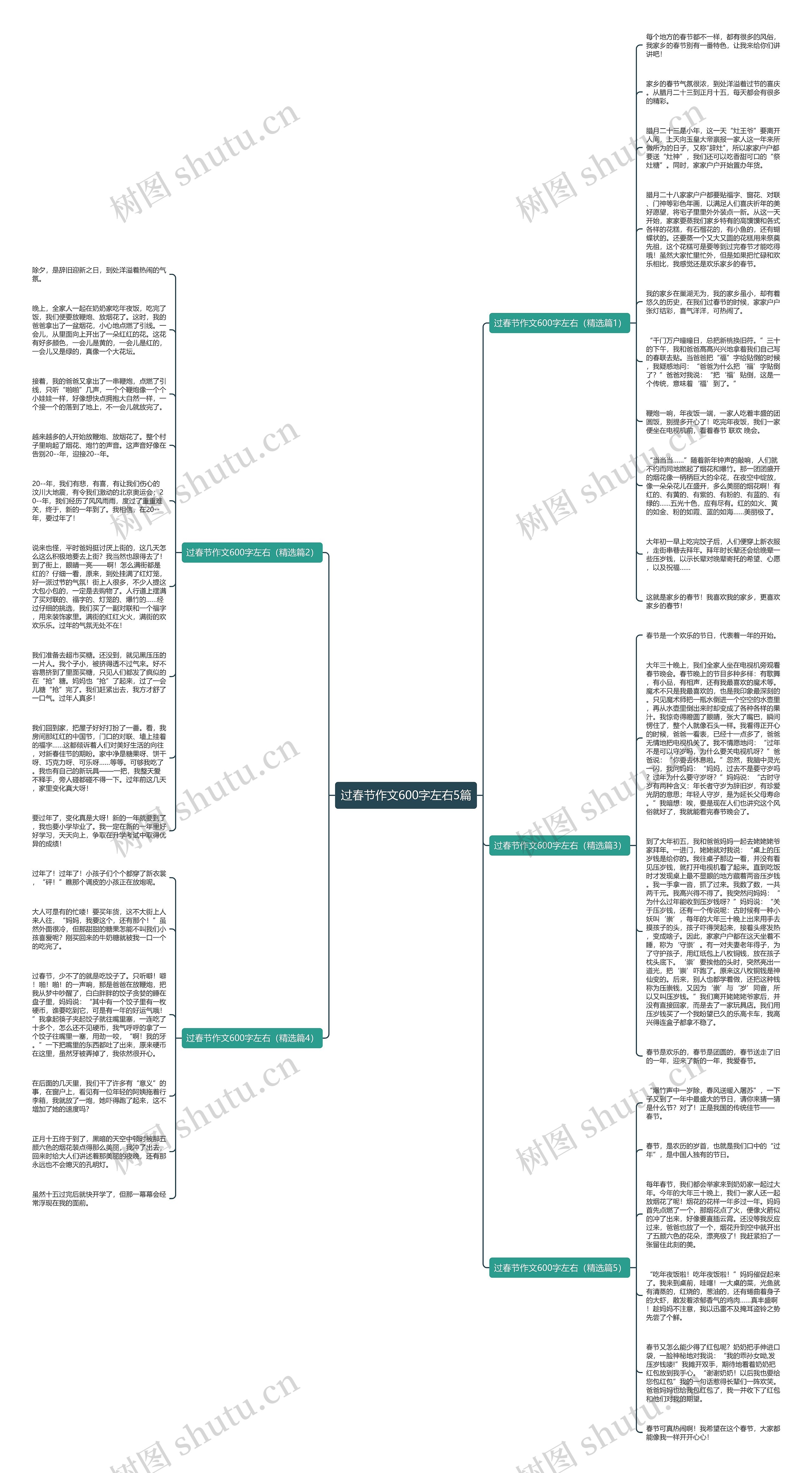 过春节作文600字左右5篇思维导图