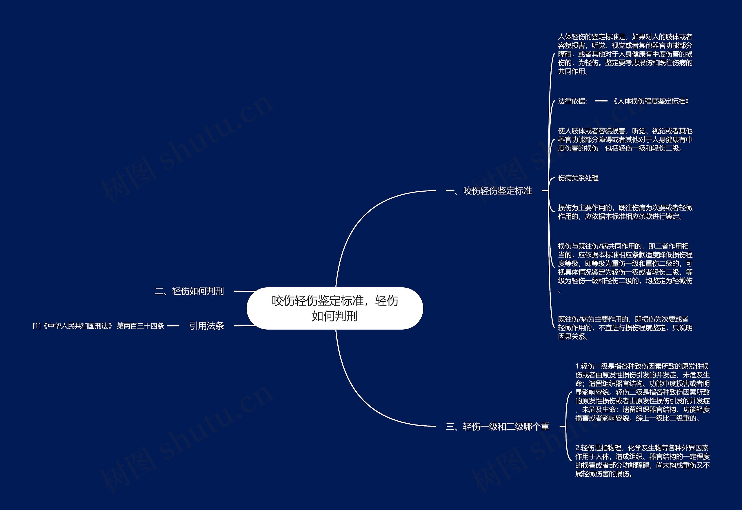 咬伤轻伤鉴定标准,轻伤如何判刑思维导图