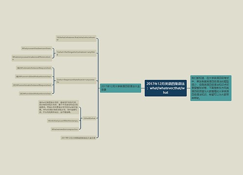 2017年12月英语四级语法：what/whatever;that/what