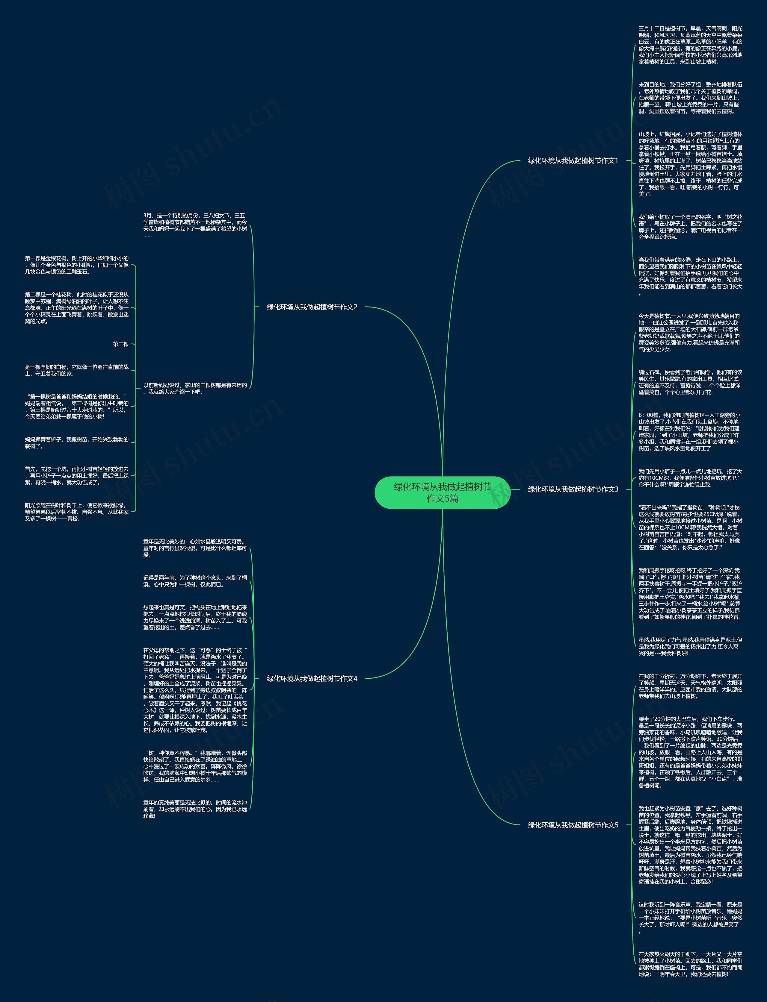 绿化环境从我做起植树节作文5篇思维导图
