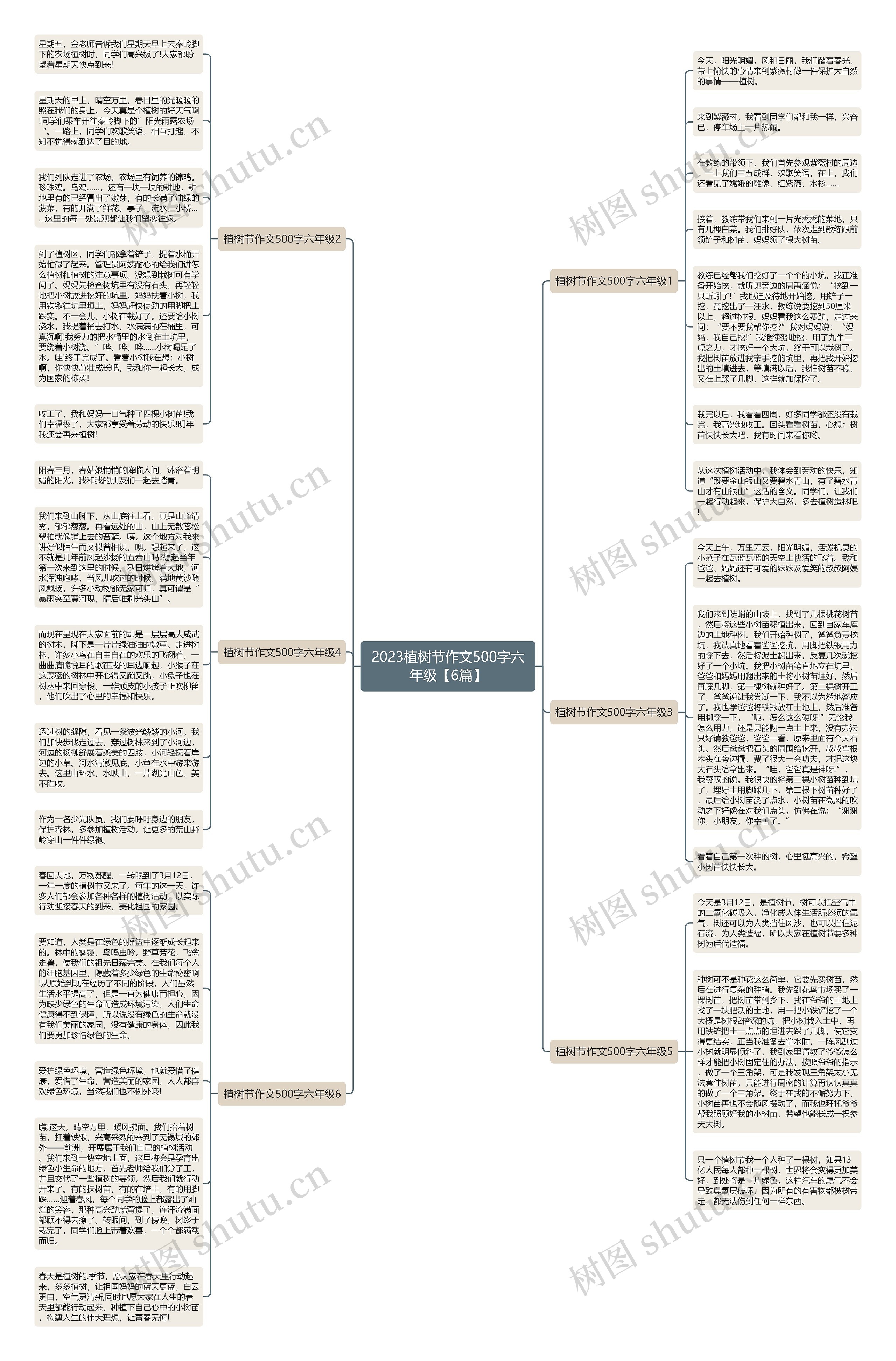 2023植树节作文500字六年级【6篇】思维导图