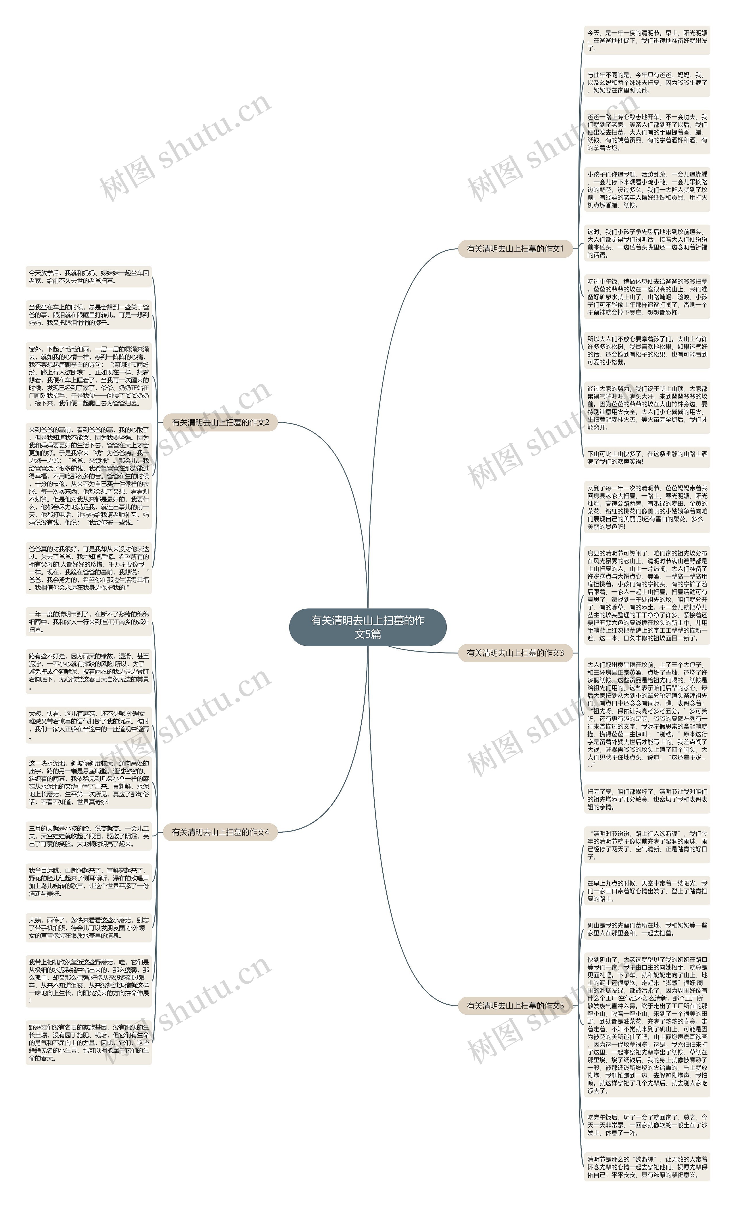 有关清明去山上扫墓的作文5篇思维导图