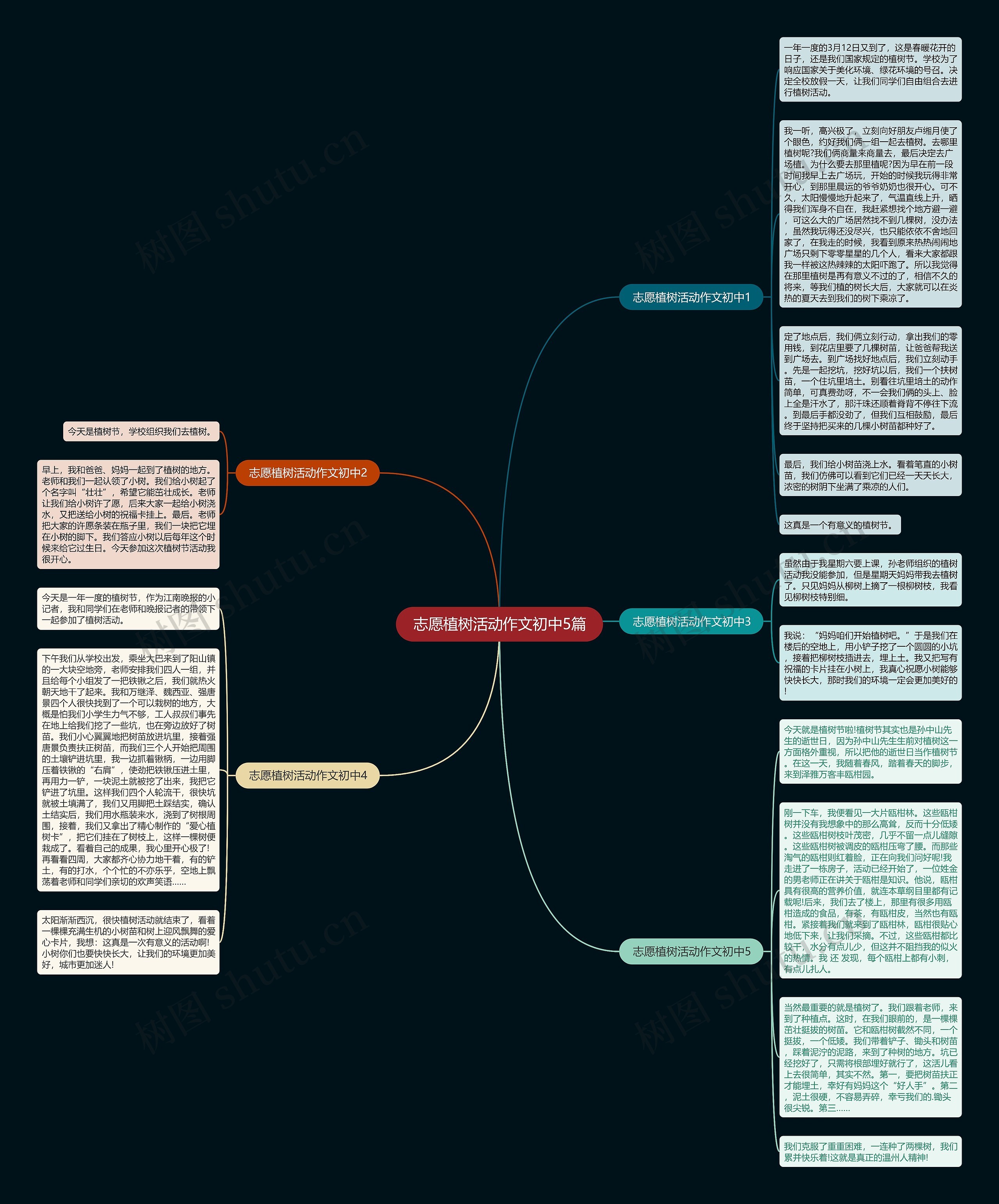 志愿植树活动作文初中5篇思维导图