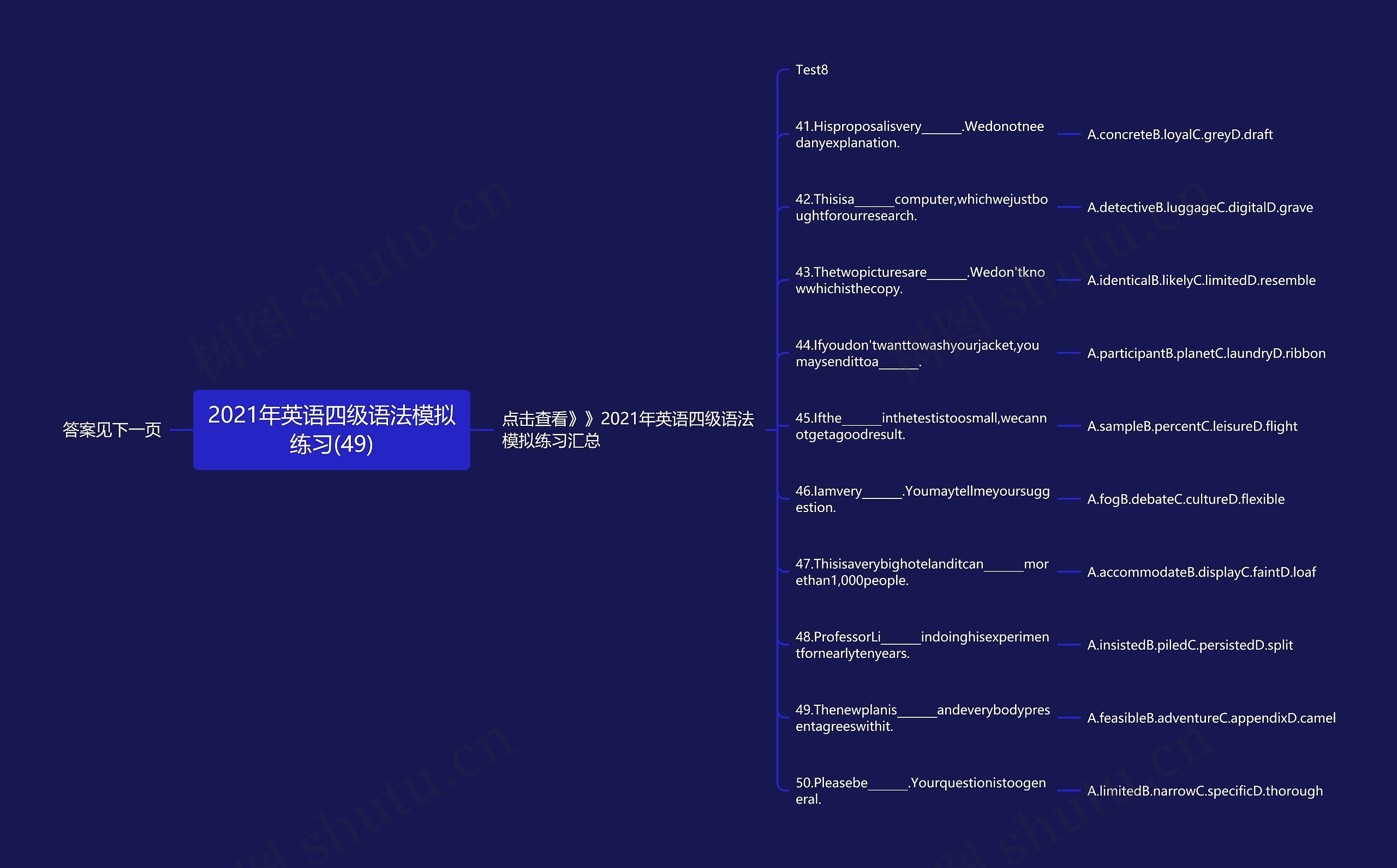 2021年英语四级语法模拟练习(49)