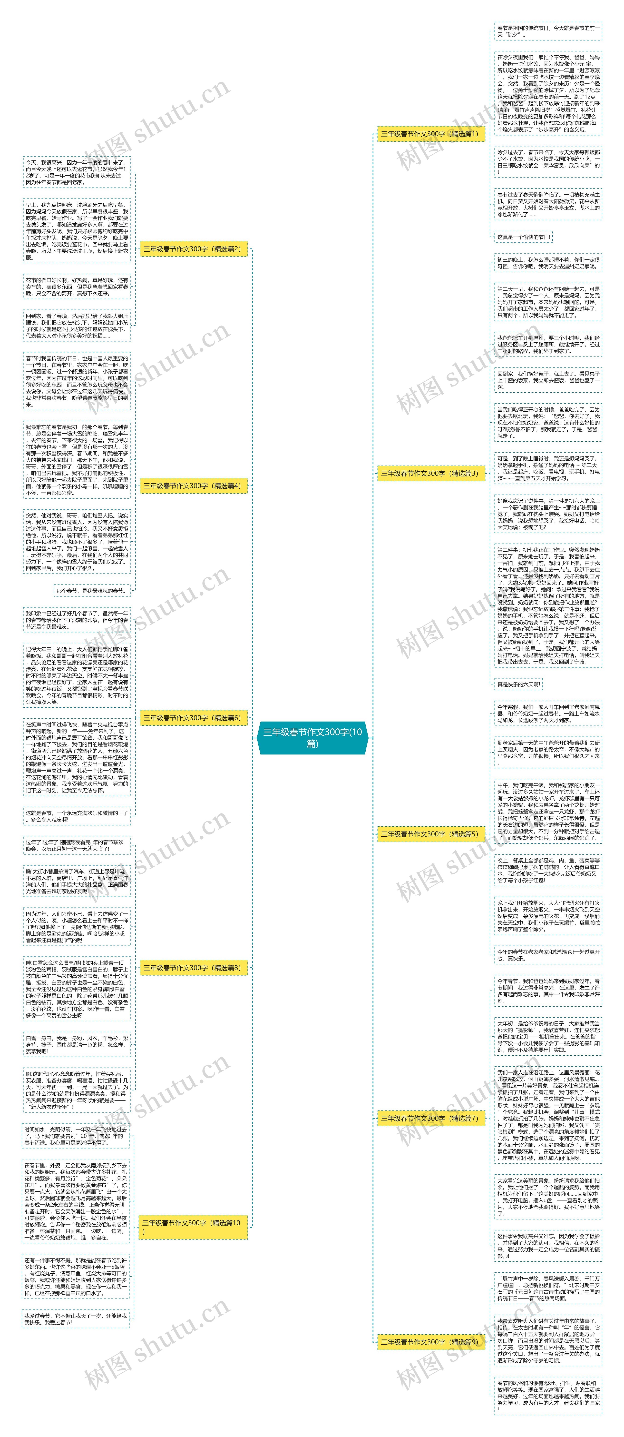 三年级春节作文300字(10篇)思维导图